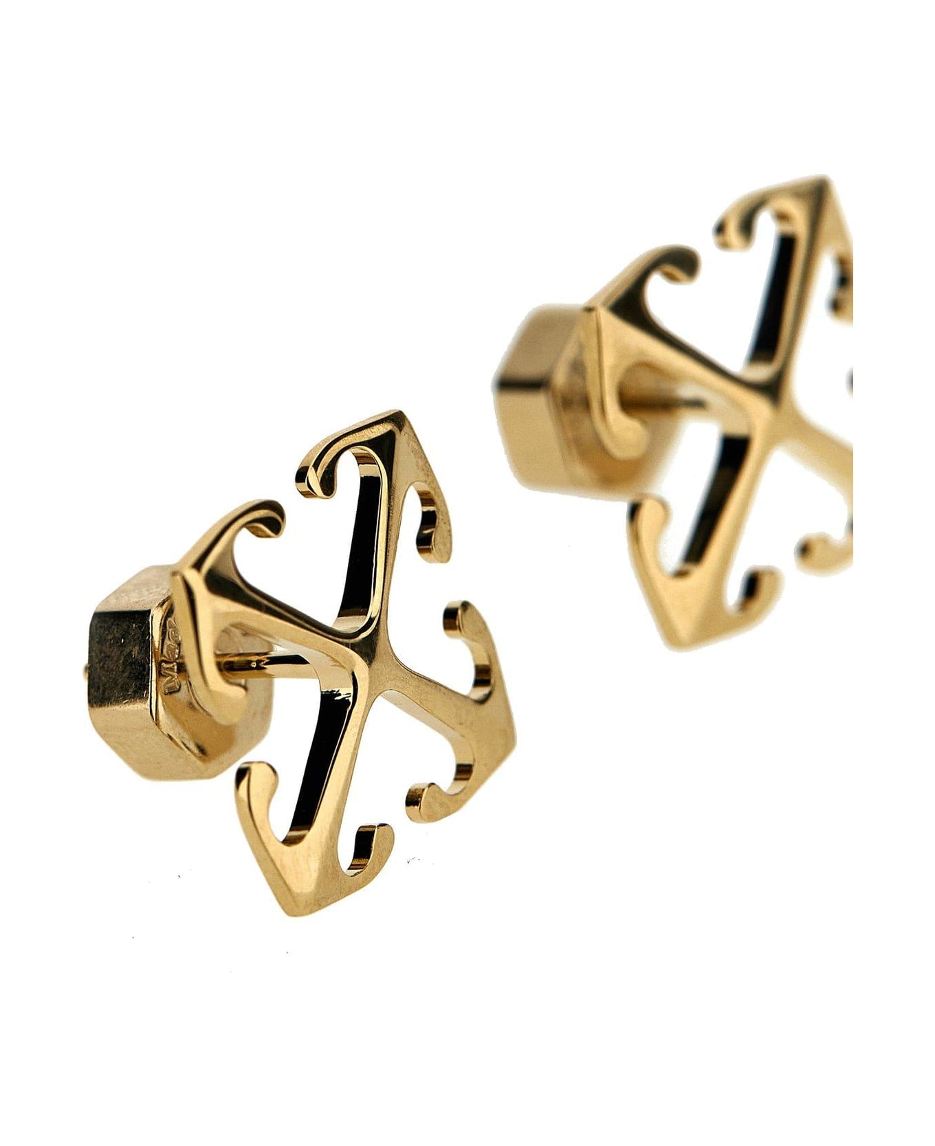 Off-White Logo Engraved Earrings - Gold