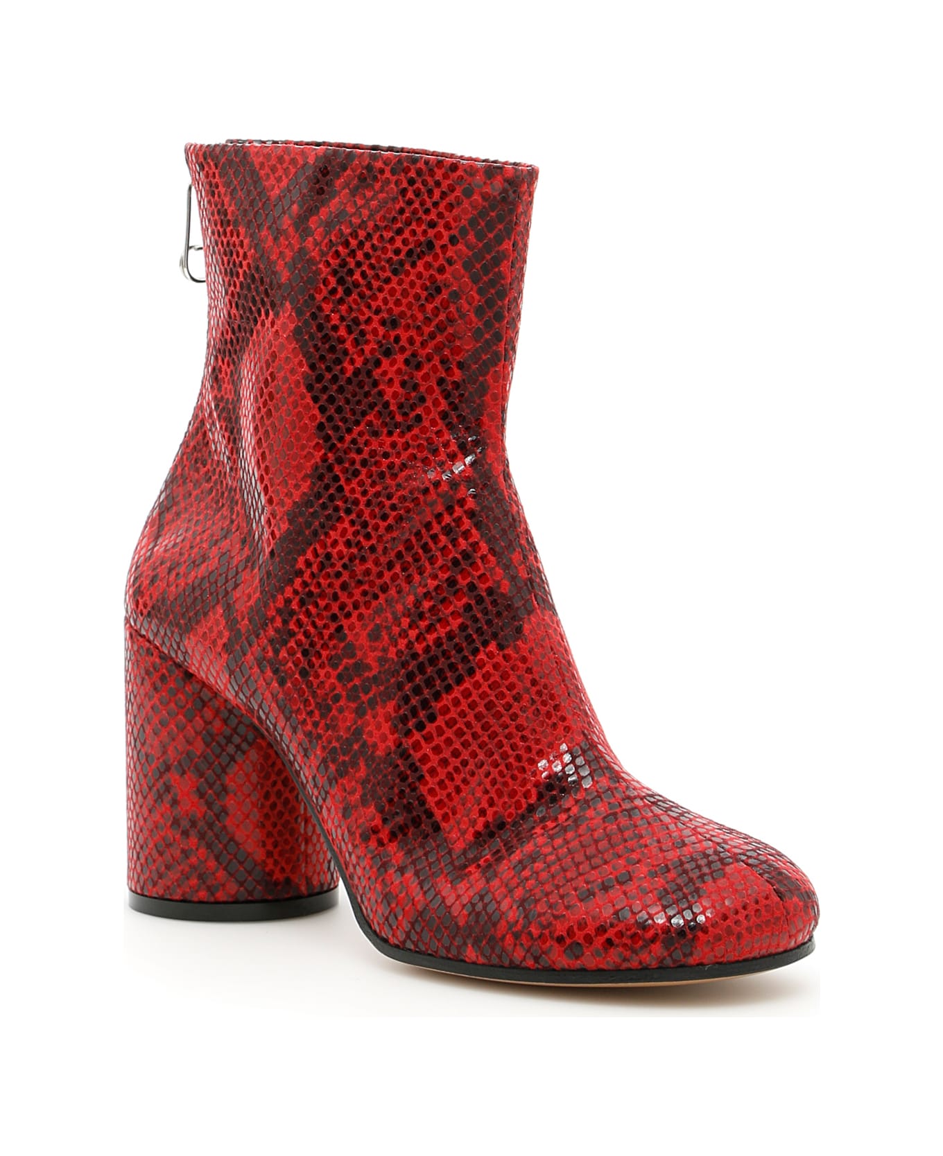 Maison Margiela Python Print Booties - RED|Rosso