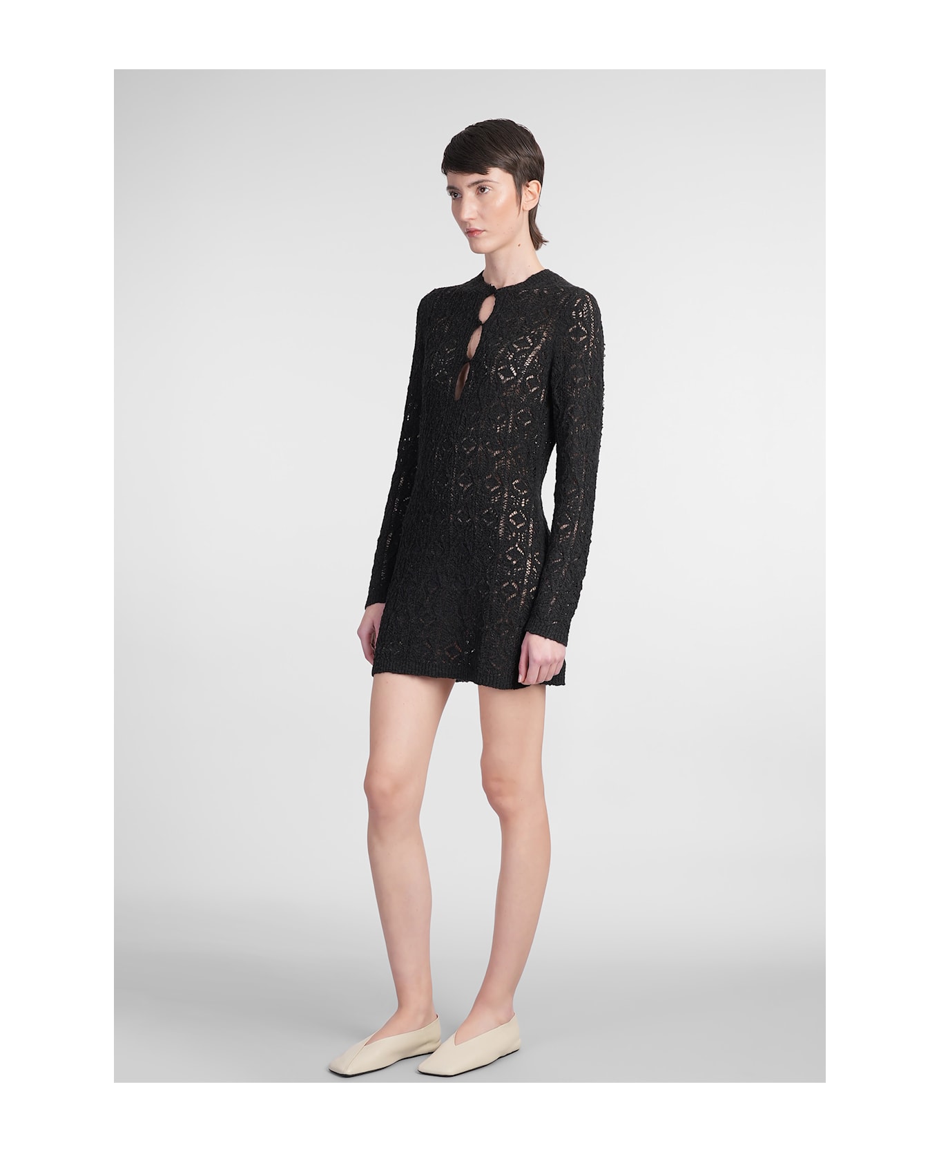 Loulou Studio Evan Mini Dress In Black Cotton - black