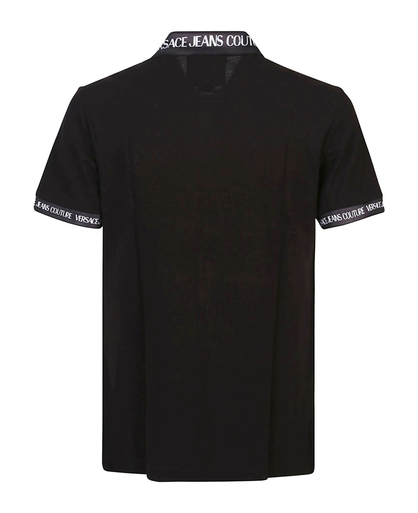 Versace Jeans Couture Watercolor Collar Short Sleeve Polo Shirt - Black