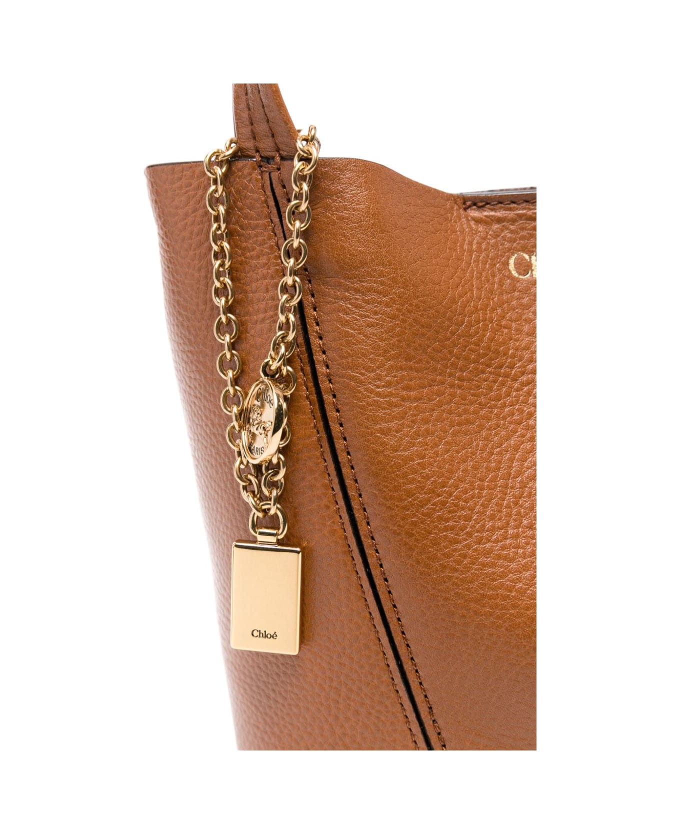 Chloé Spin Small Leather Tote - Leather Brown