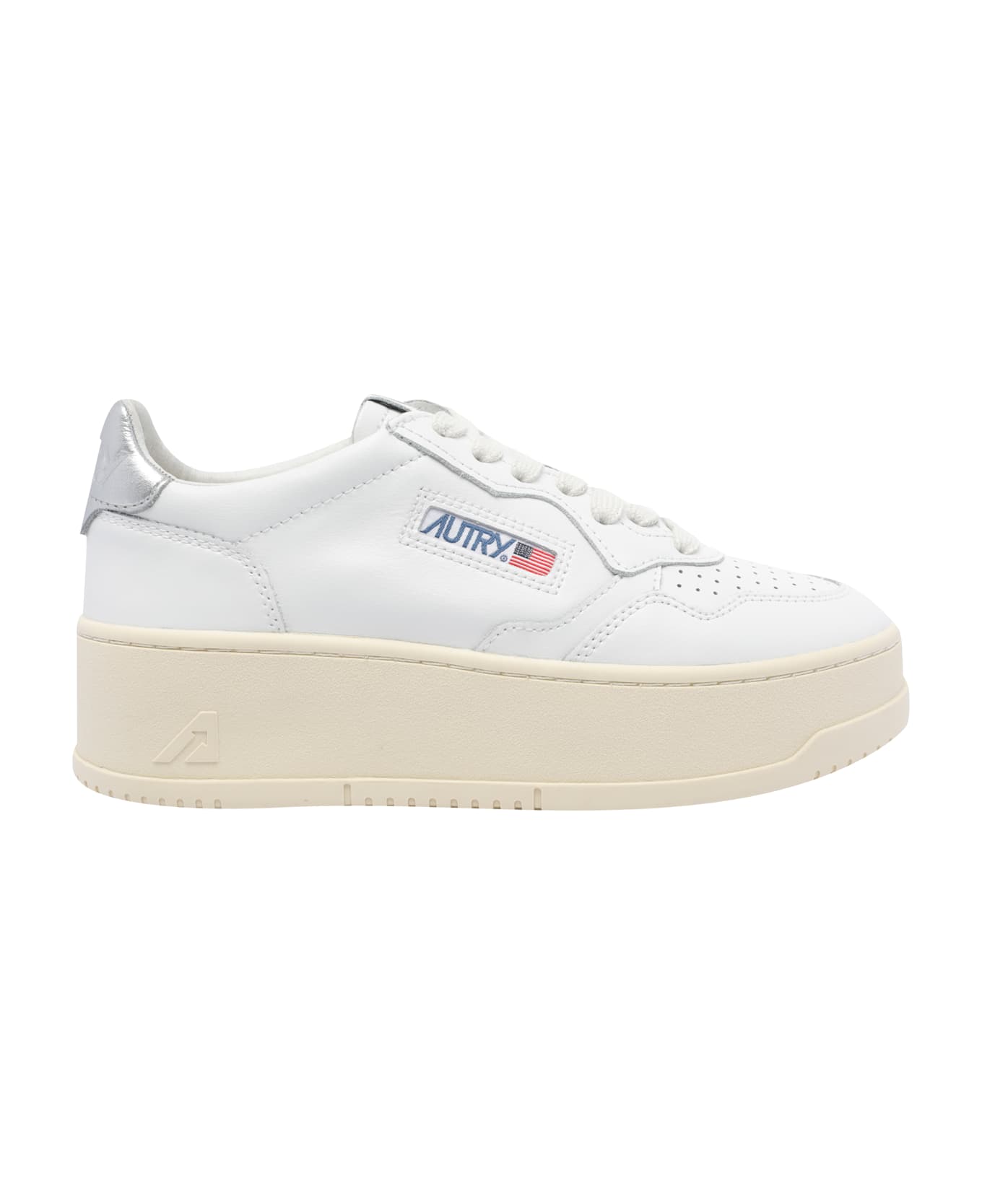 Autry Medialist Platform Sneakers - Wht/silver