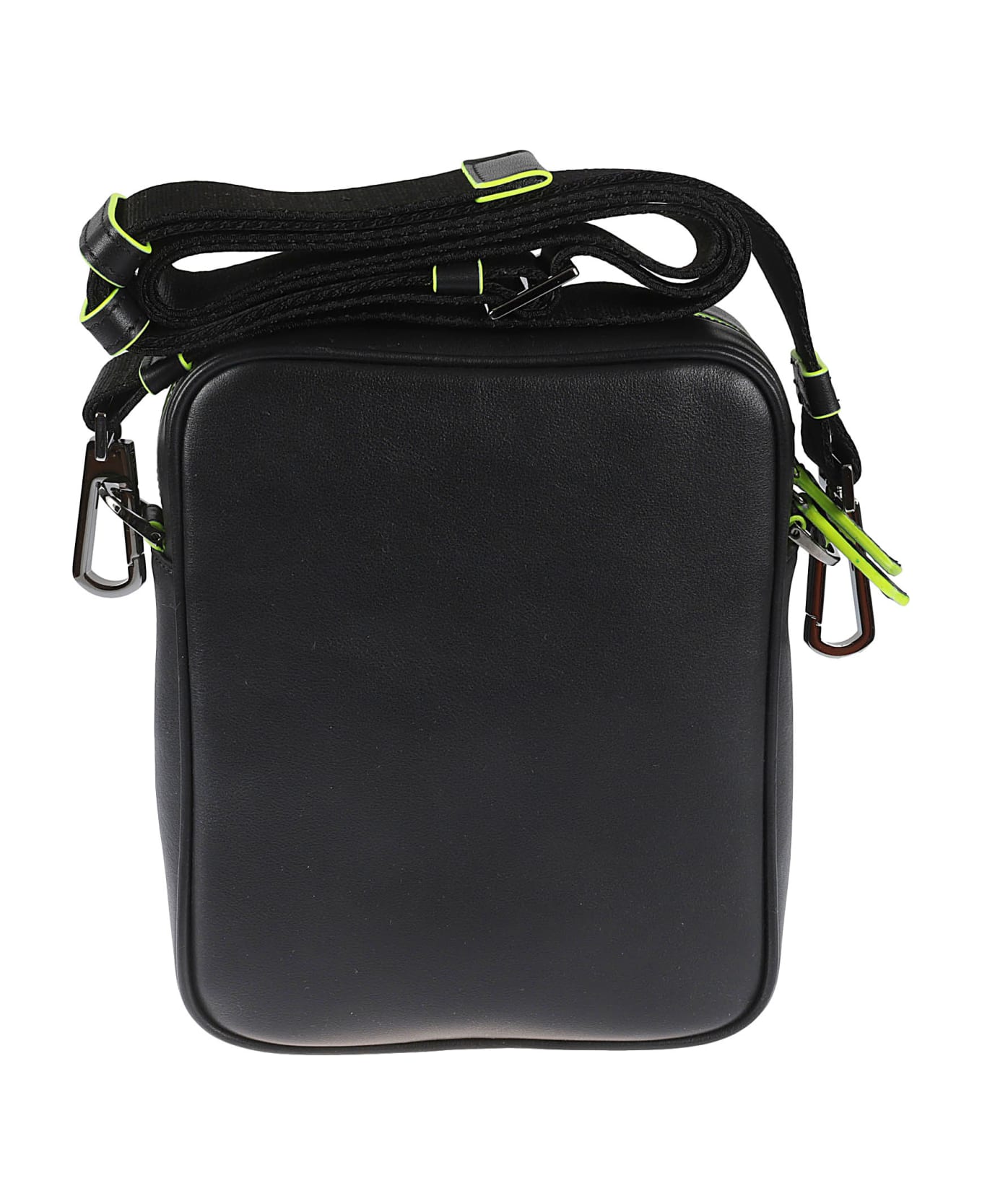 Versace Logo Patch Arrow Shoulder Bag - Black/Yellow