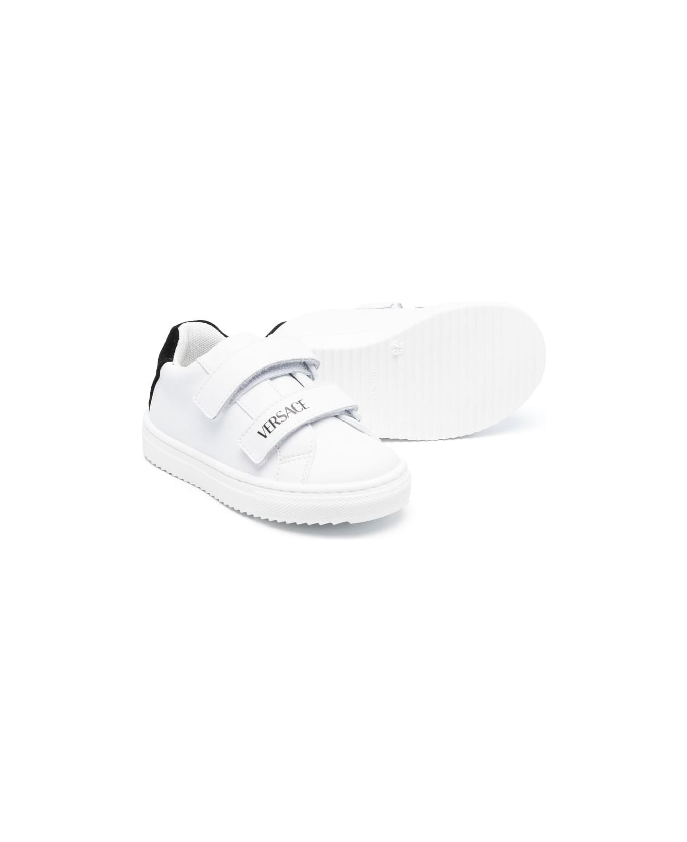 Versace Sneakers Bianche In Pelle Bambino - Bianco シューズ