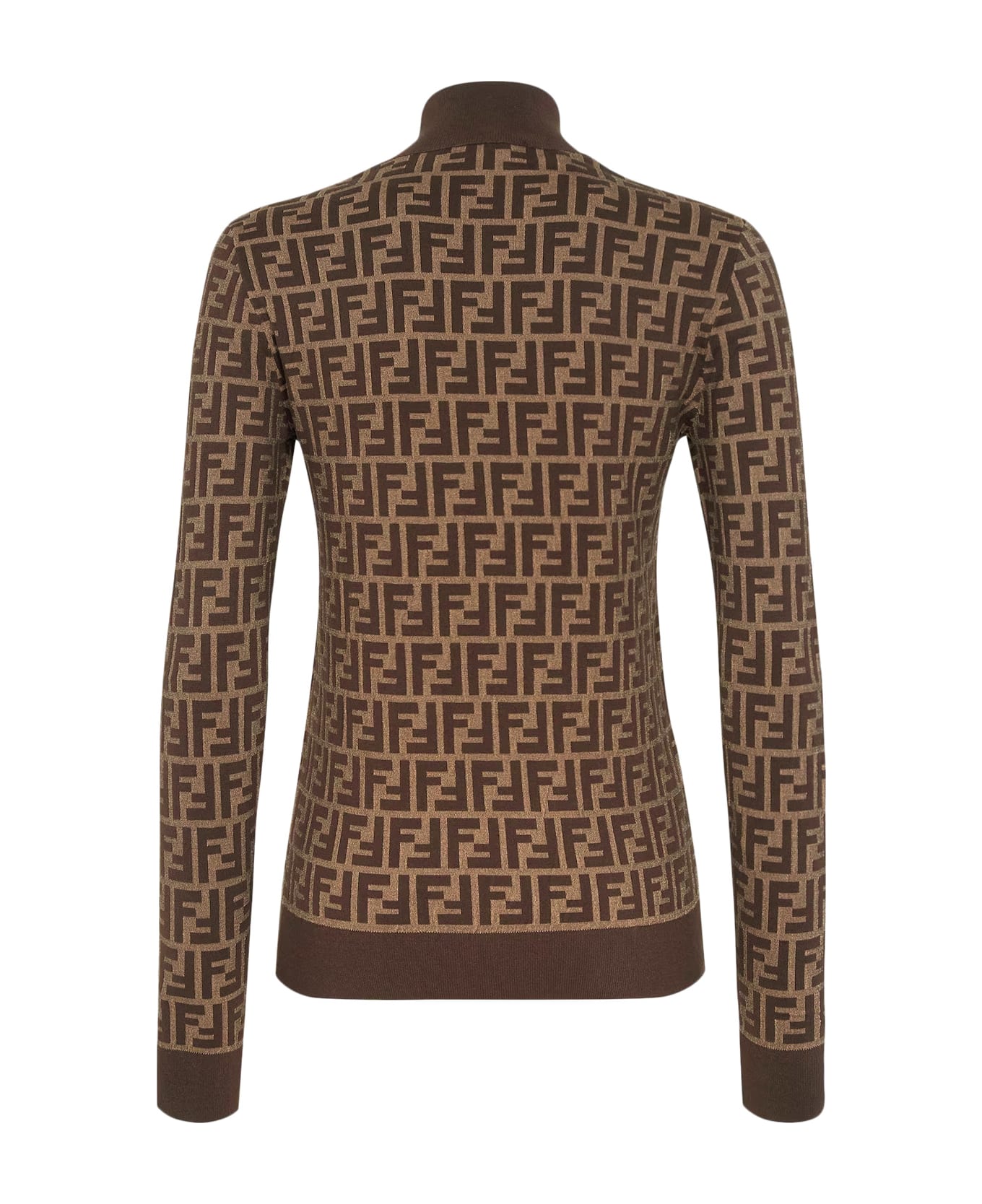 Fendi Cotton Sweater With Ff Motif - Brown