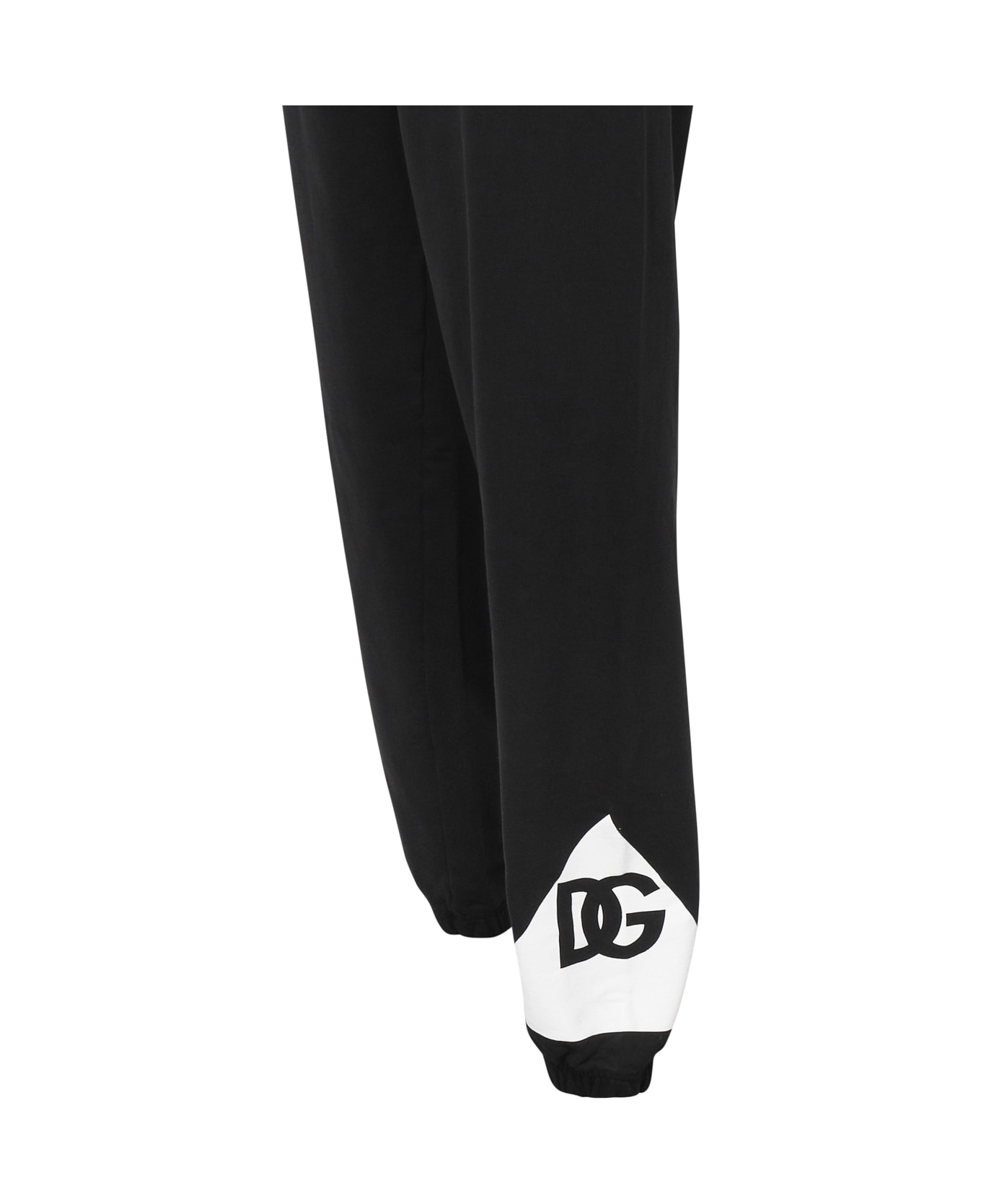 Dolce & Gabbana Cotton Sports Trousers With Logo - Black