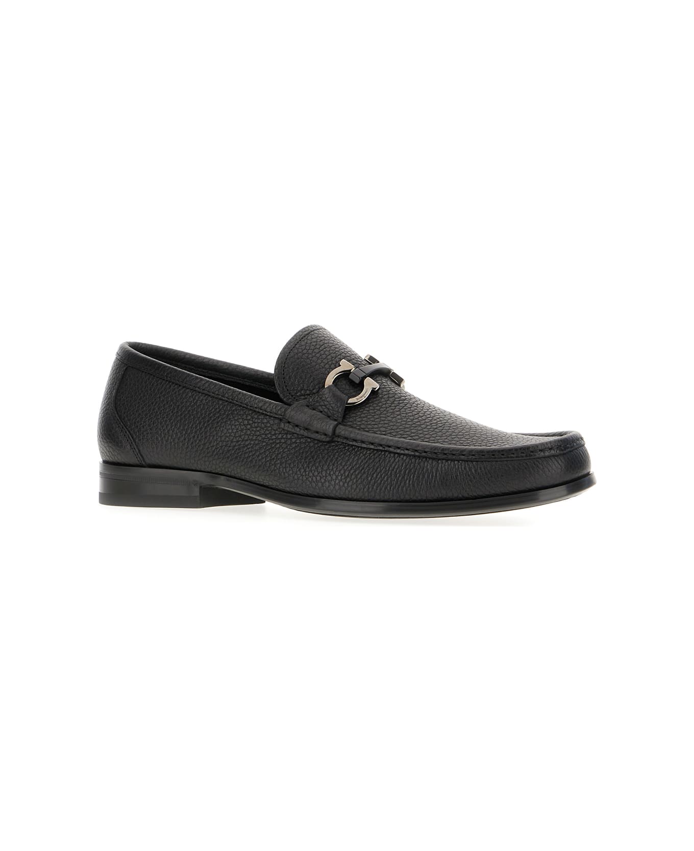 Ferragamo Black Leather Grandioso Loafers - 002