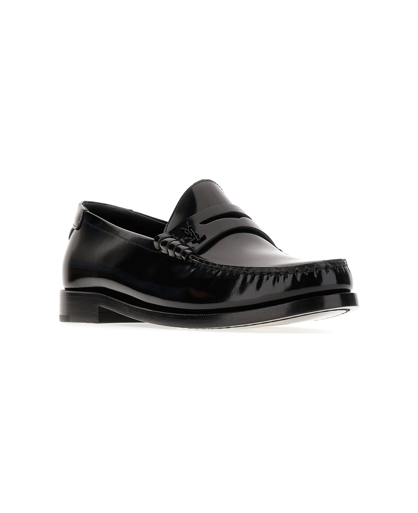Saint Laurent Black Leather Penny Loafers - 1000