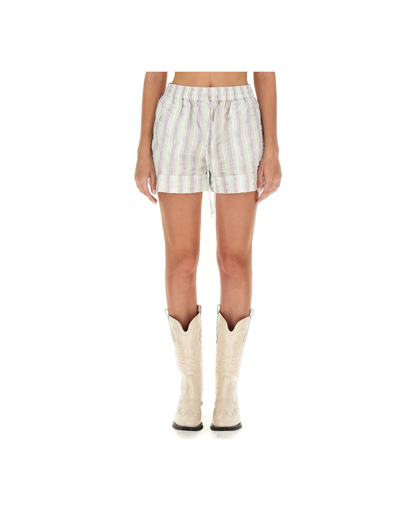 Ganni Shorts With Stripe Pattern - MULTICOLOUR ショートパンツ