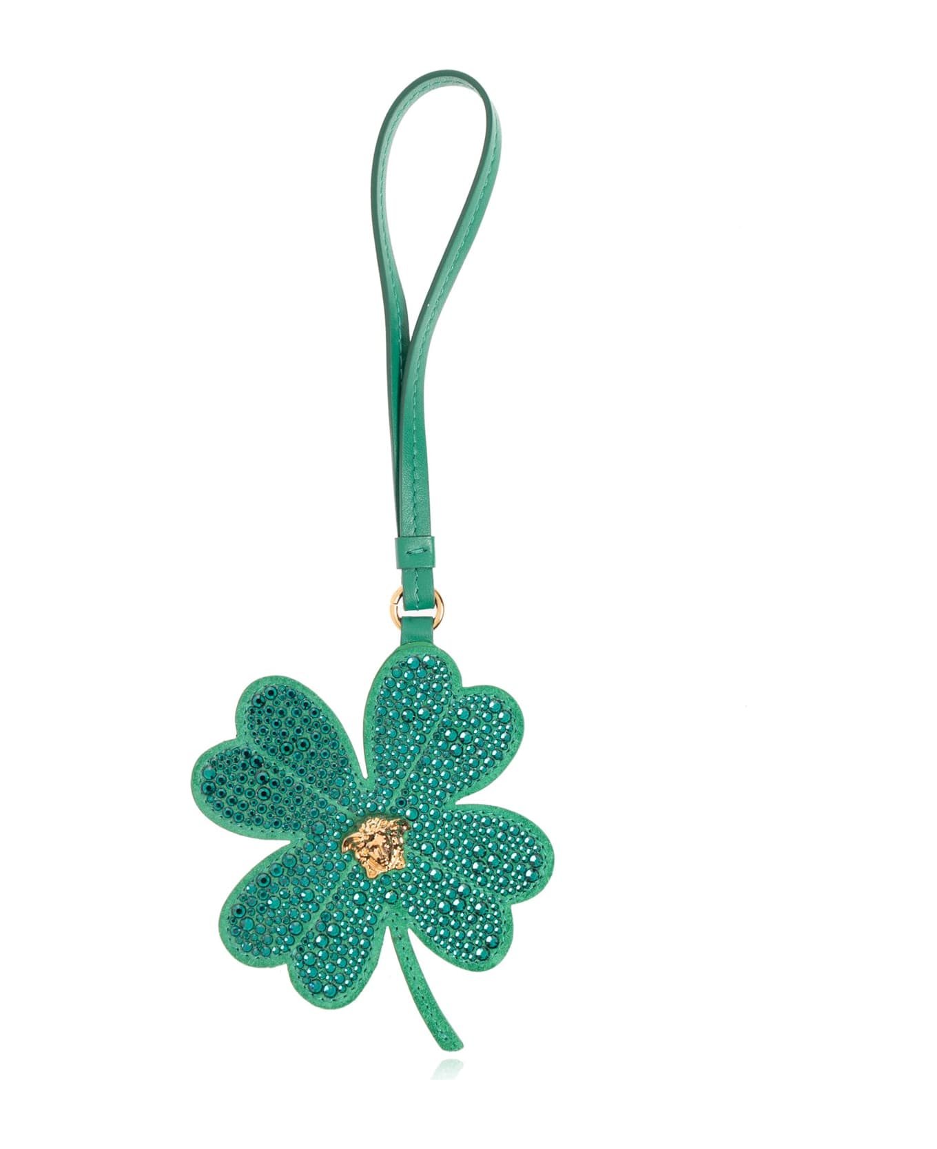 Versace Leather Pendant With A Clover Motif - GREEN