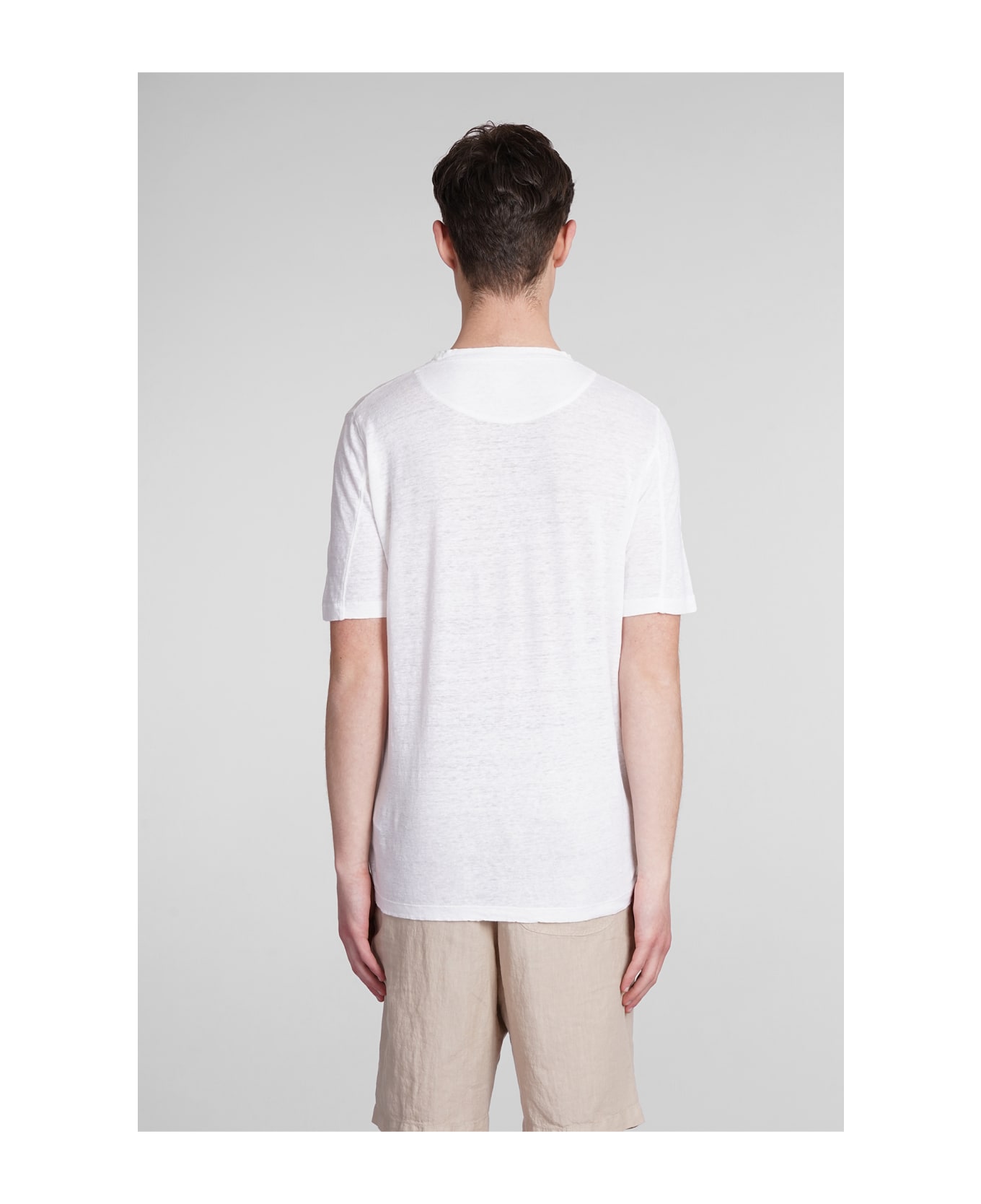120% Lino T-shirt In White Linen - white
