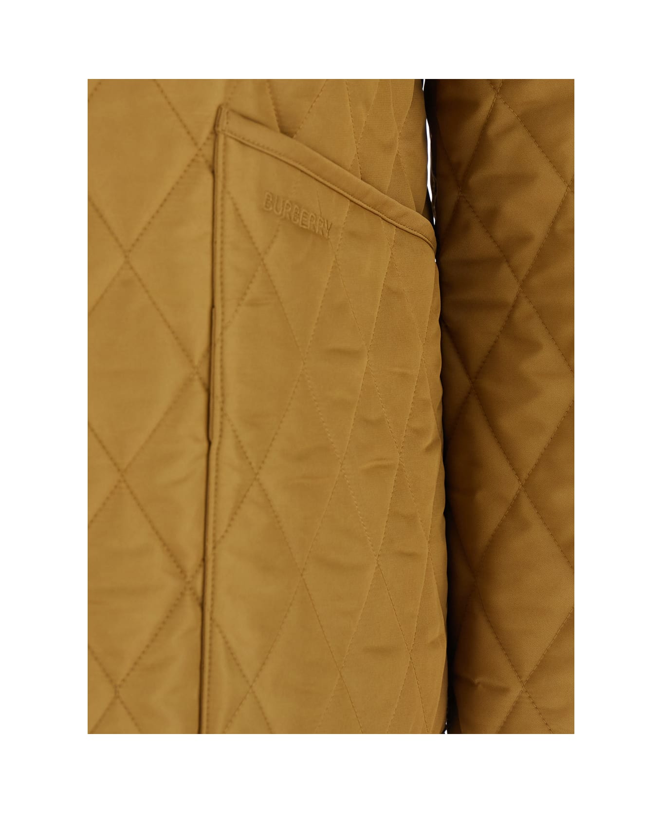 Burberry Beige Quilted Jacket With Contrasting Collar In Tech Fabric Woman - BROWN
