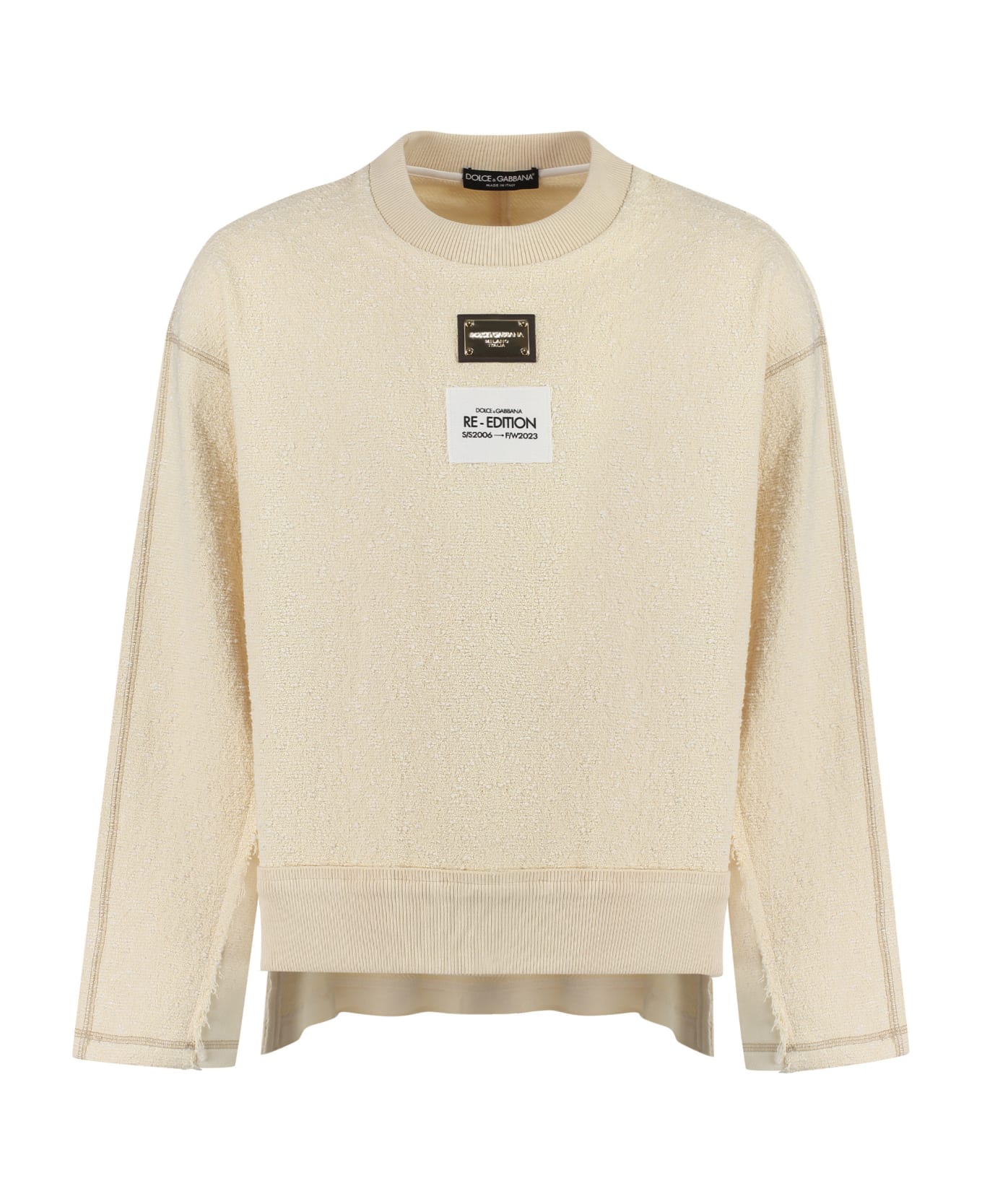 Dolce & Gabbana Logo Detail Cotton Sweatshirt - panna