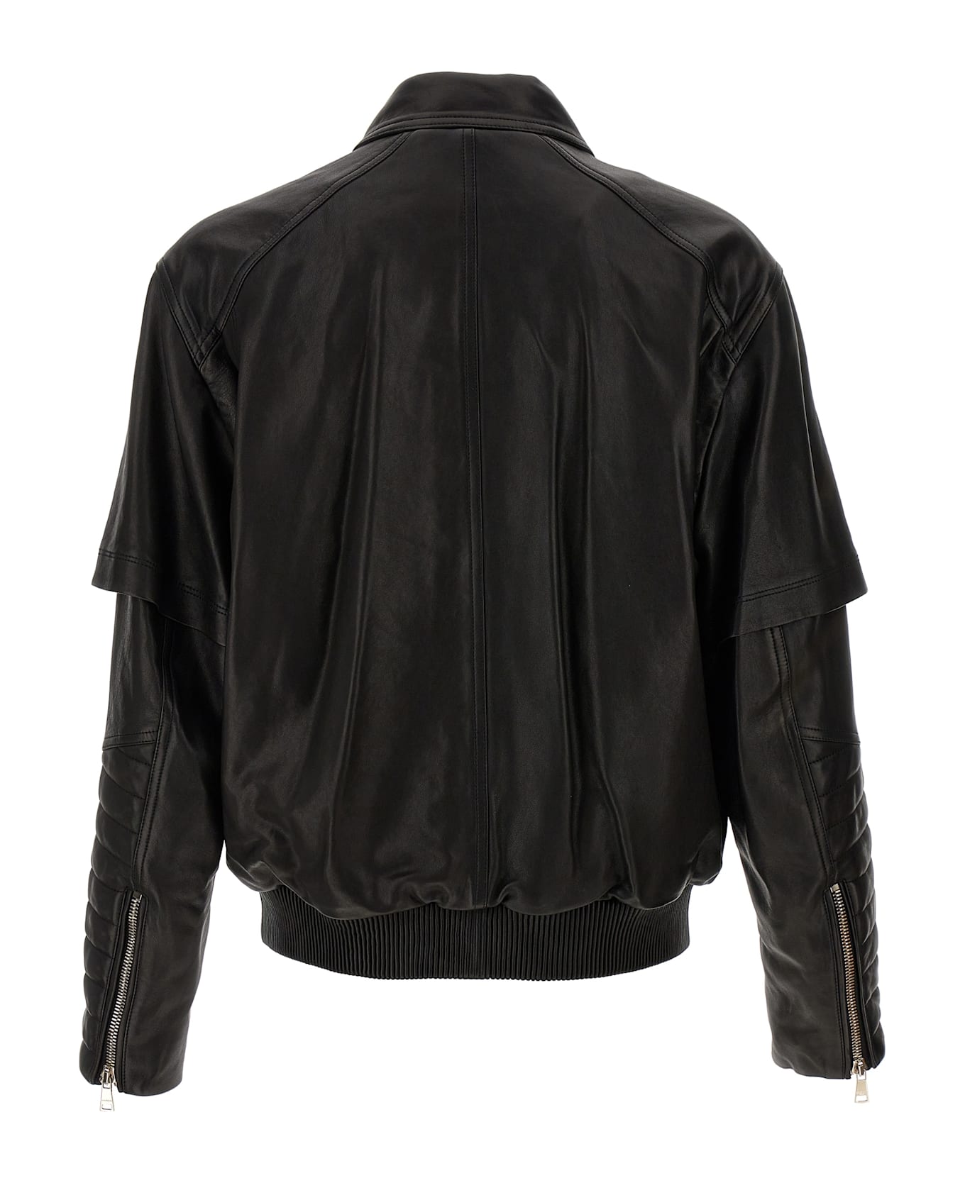Balmain Layered Leather Jacket - Black
