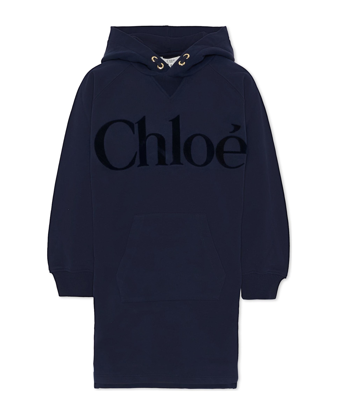 Chloé Blue Dress For Girl With Logo - Blue