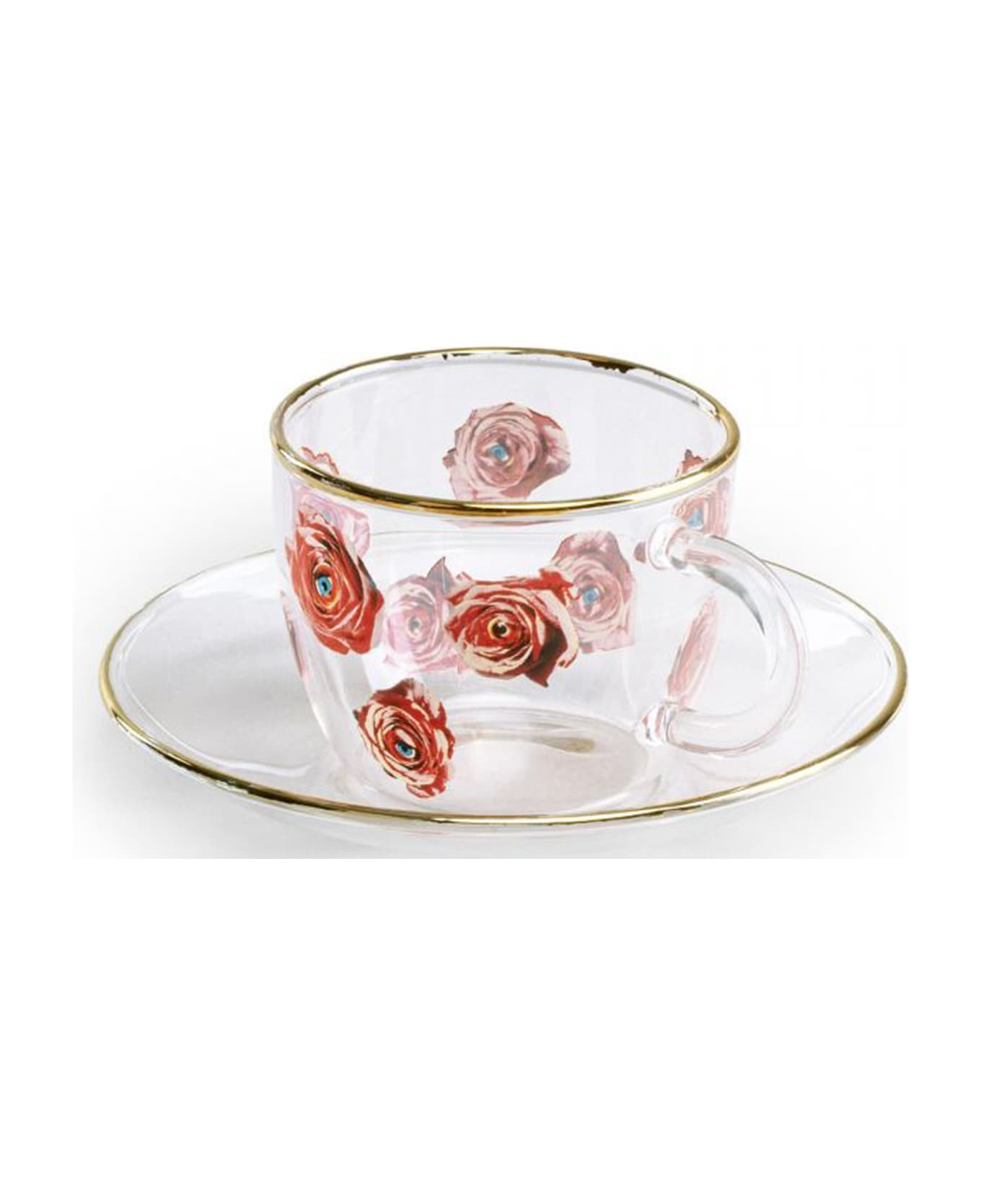 Seletti 'roses' Coffee Cup And Plate - Transparent バーグッズ