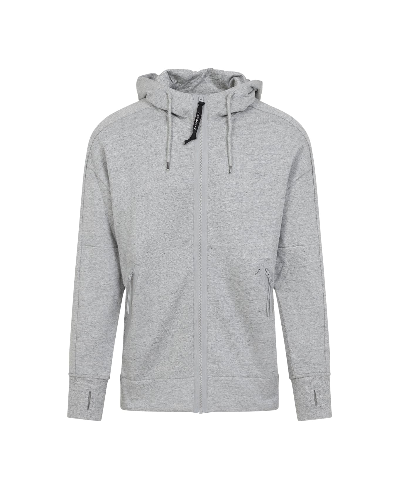 C.P. Company Zipped Hooded Sweatshirt - Greystone Melange