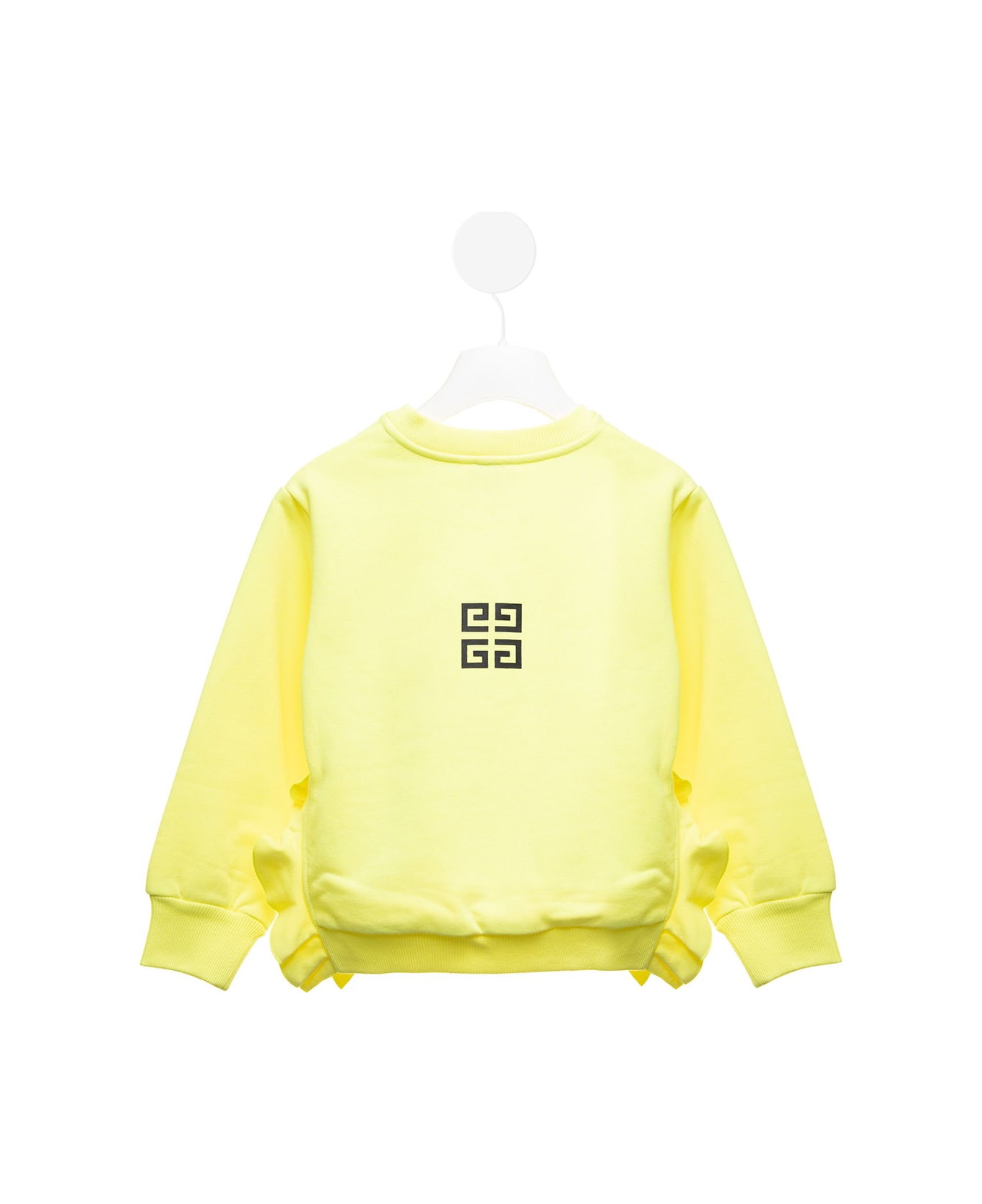 Givenchy Yellow Jersey Sweatshirt With Logo And Ruffles Detail Givenchy Kids Girl - Yellow