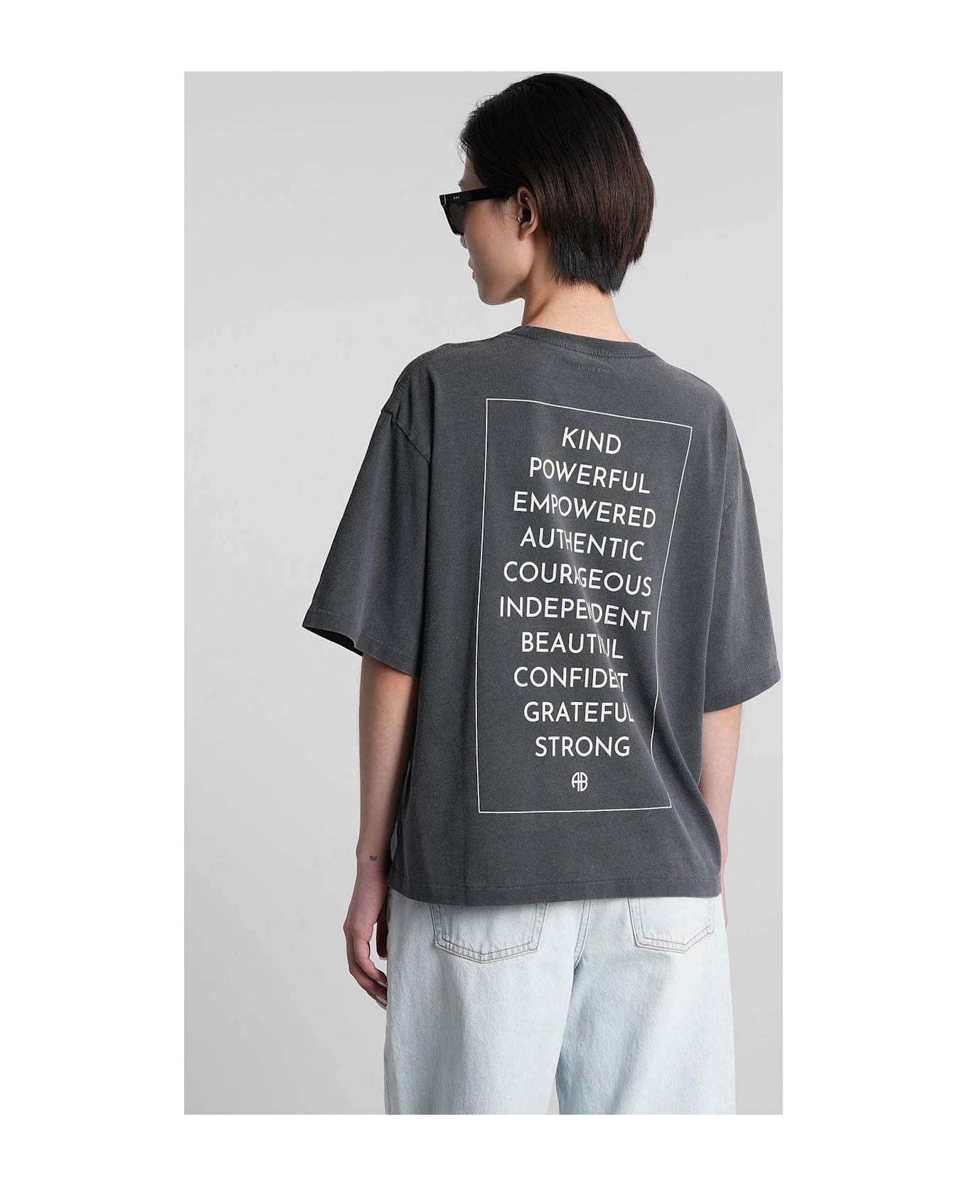 Anine Bing Rudy T-shirt In Black Cotton - black