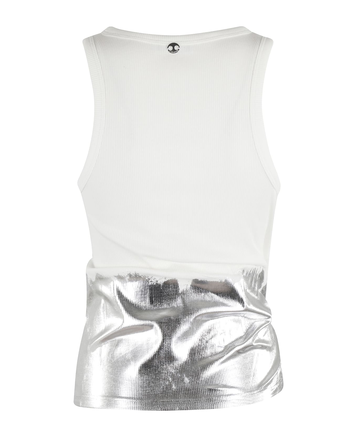 Paco Rabanne Ribbed Top With Piercing Applique - White Silver
