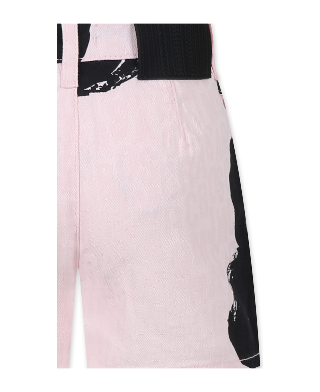 Little Marc Jacobs Pink Shorts For Girl With Logo And Flowers - Pink