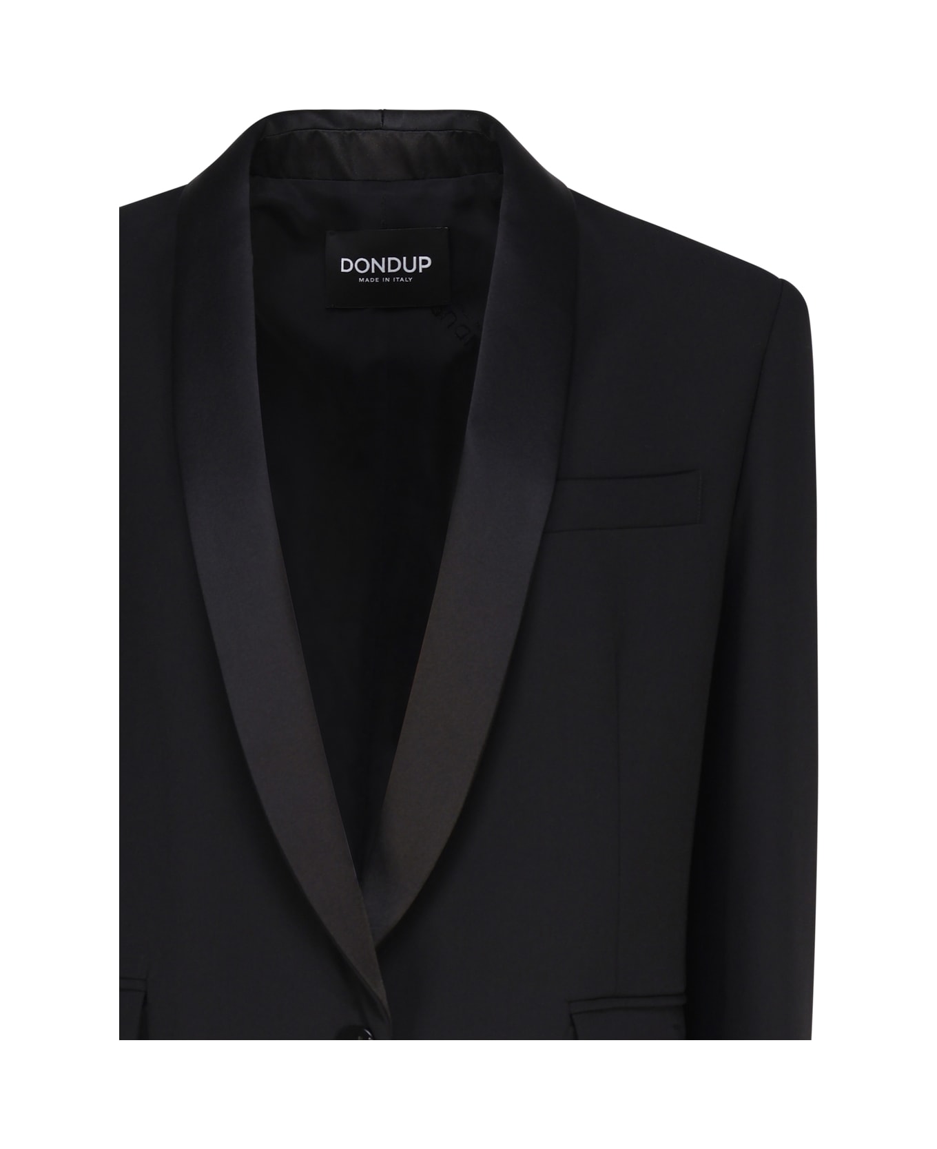 Dondup Single-breasted Blazer In Wool Blend - Black