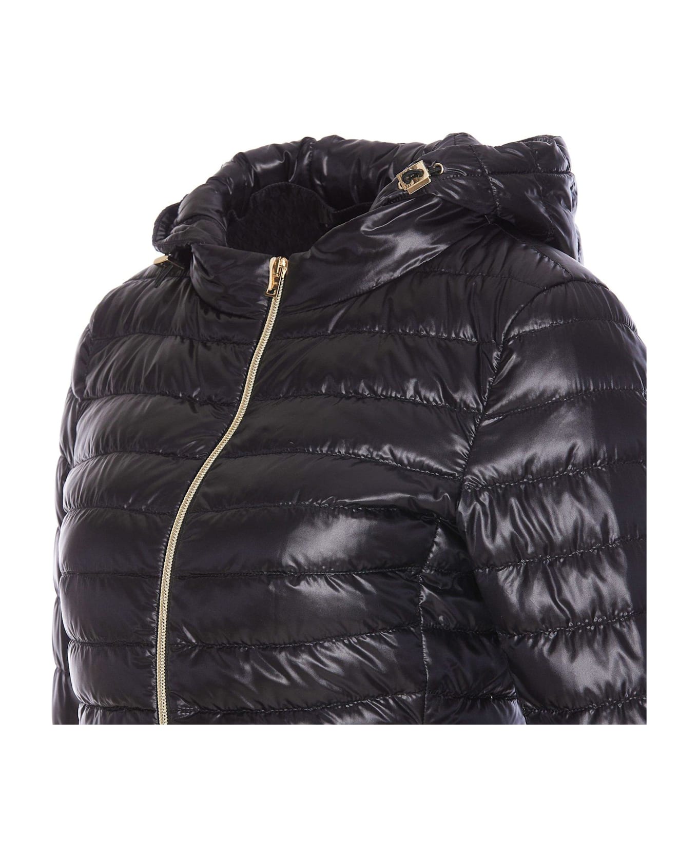 Herno Zip-up Hooded Down Jacket - BLACK