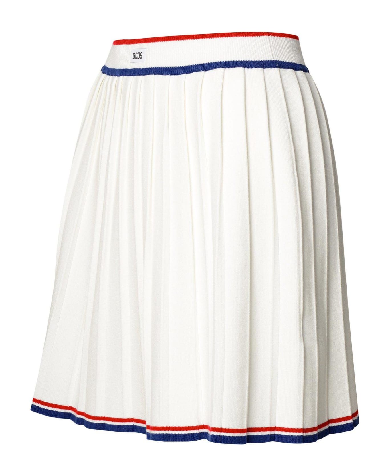 GCDS High Waist Pleated Skirt - WHITE