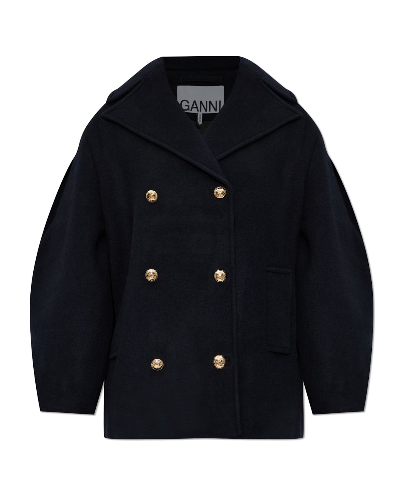 Ganni Short Wool Coat - SKY CAPTAIN