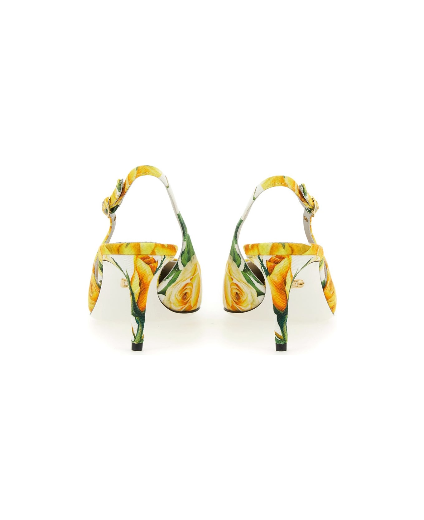 Dolce & Gabbana Floral Printed Slingbacks - Yellow ハイヒール