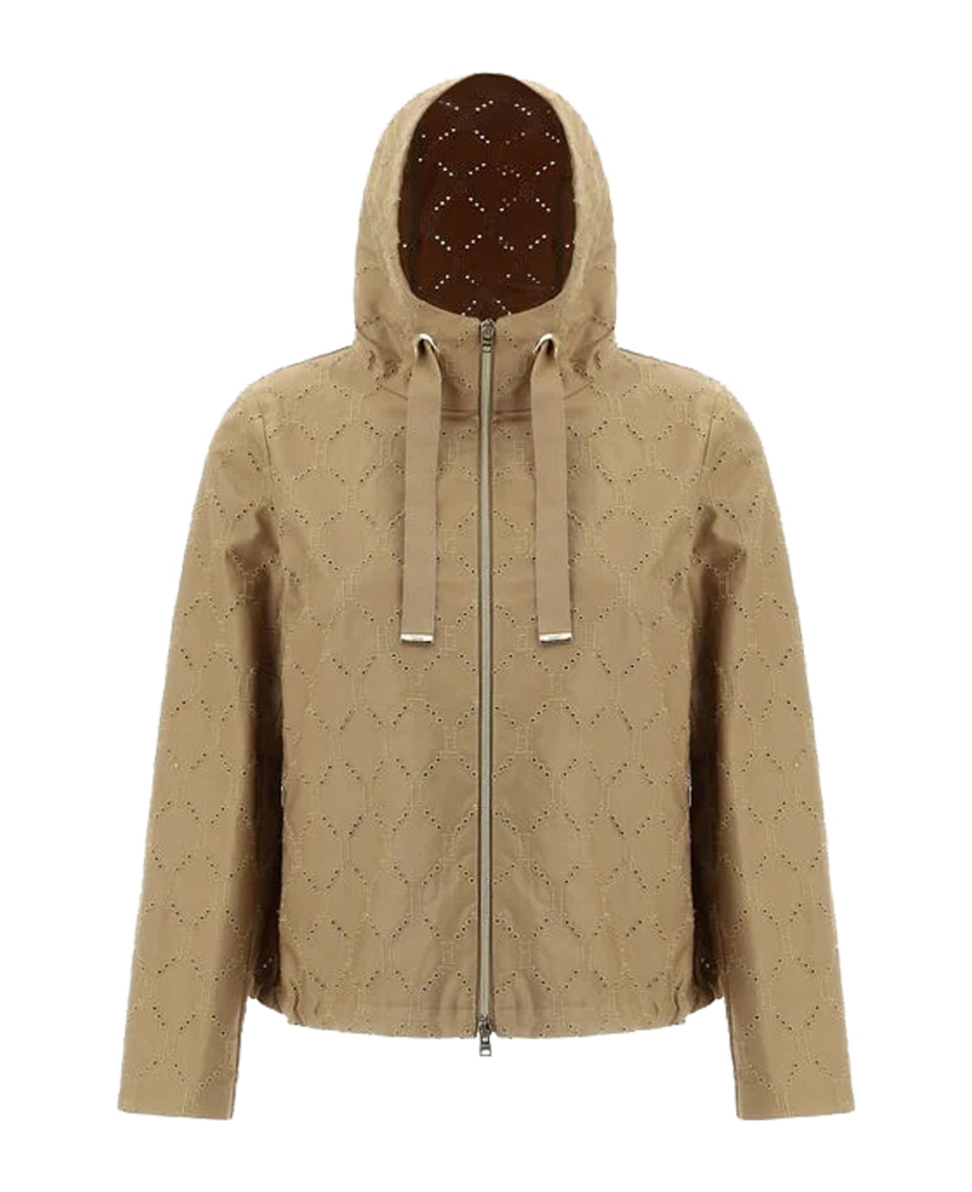 Herno Perforated Jacket With Hood - Beige