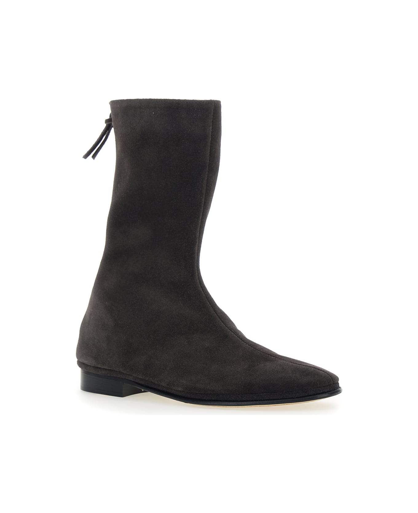 Alberta Ferretti Brown Ankle Boots With Zip On The Back In Suede Woman - Brown