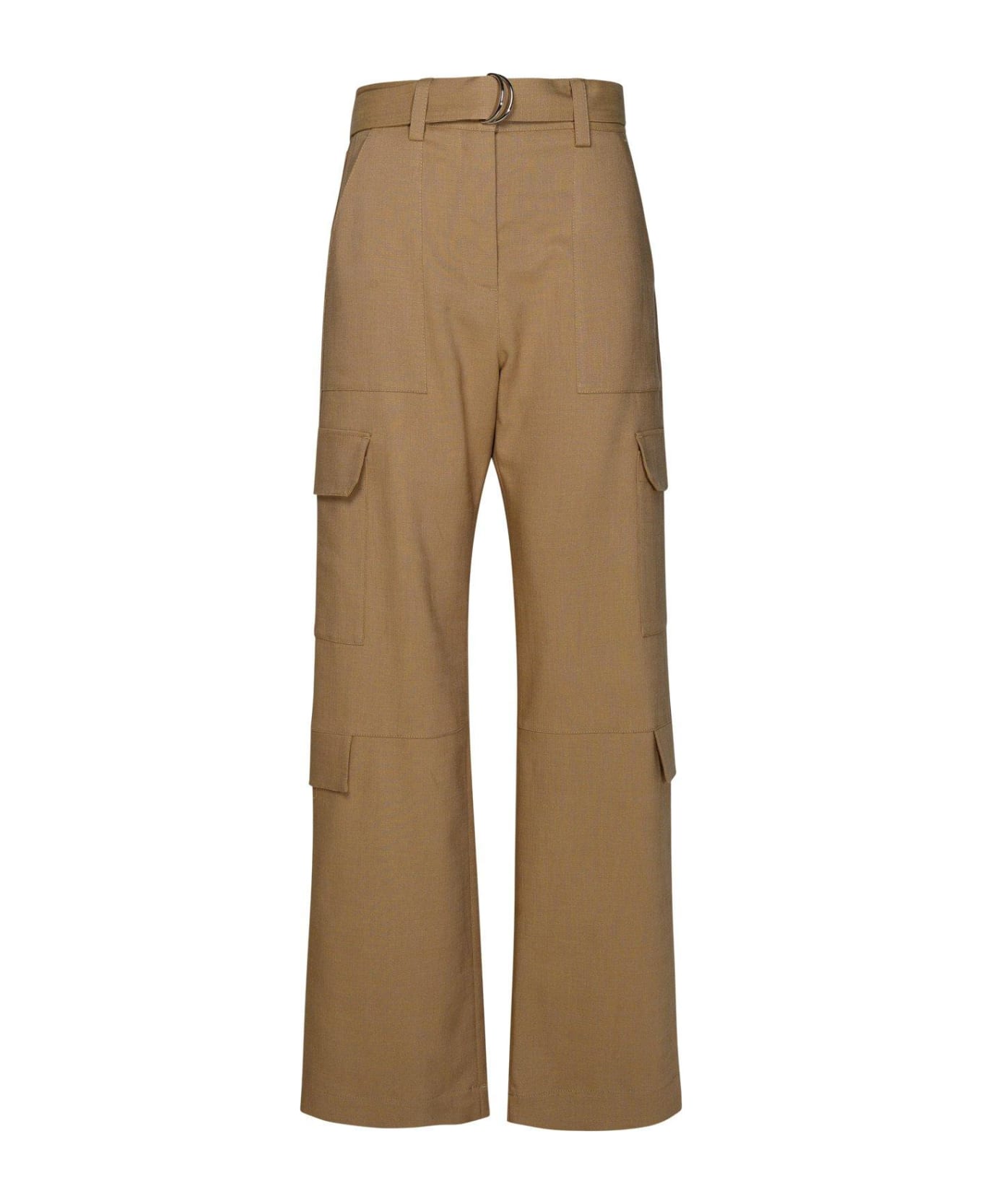 MSGM Belted High-waist Palazzo Cargo Pants - Brown