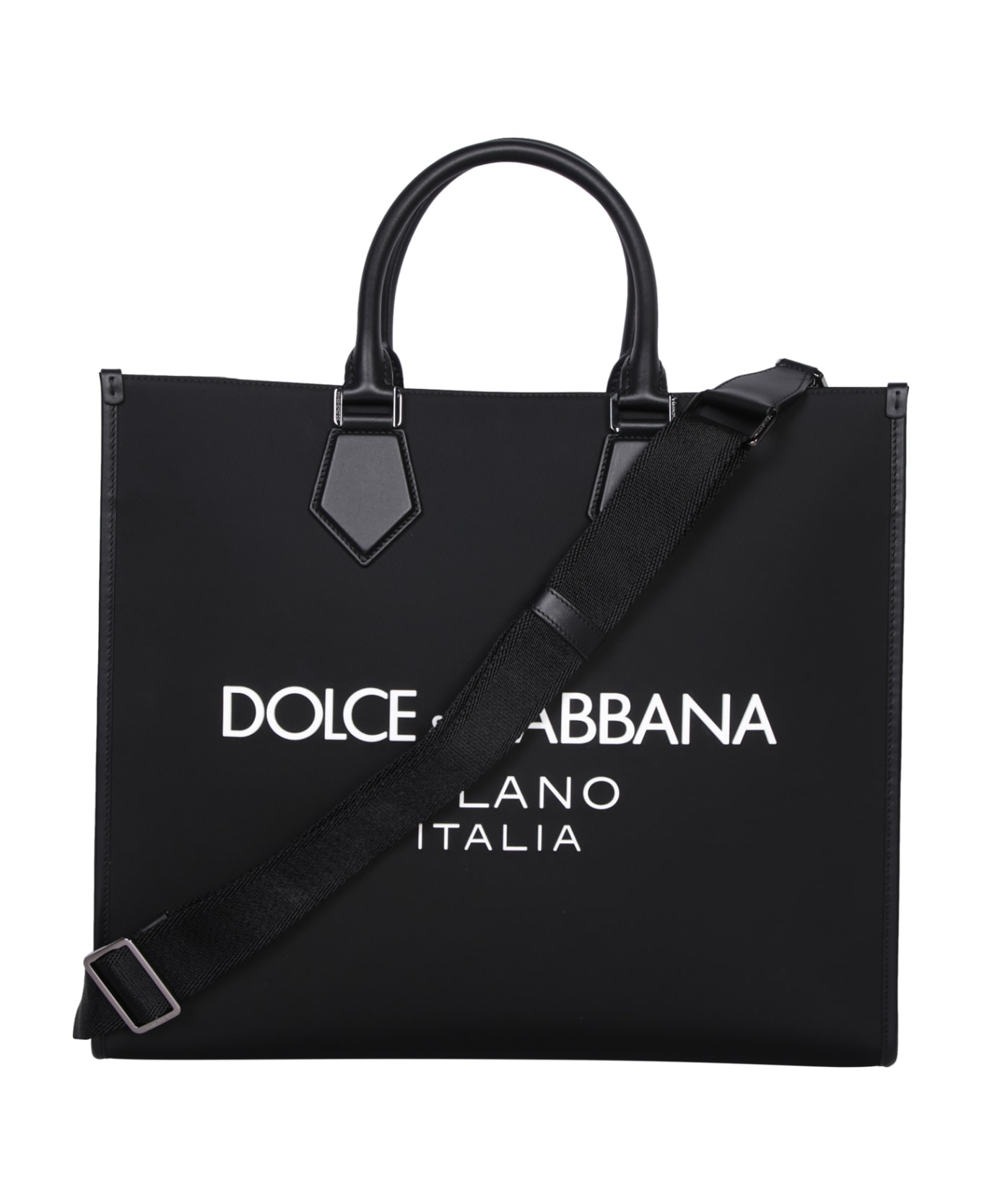 Dolce & Gabbana Rubberized Logo Shopping Bag - Black