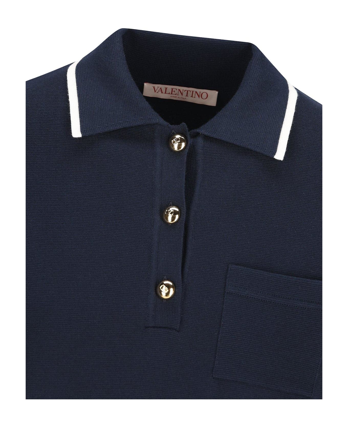 Valentino Button Detailed Short-sleeved Polo Shirt - Blue