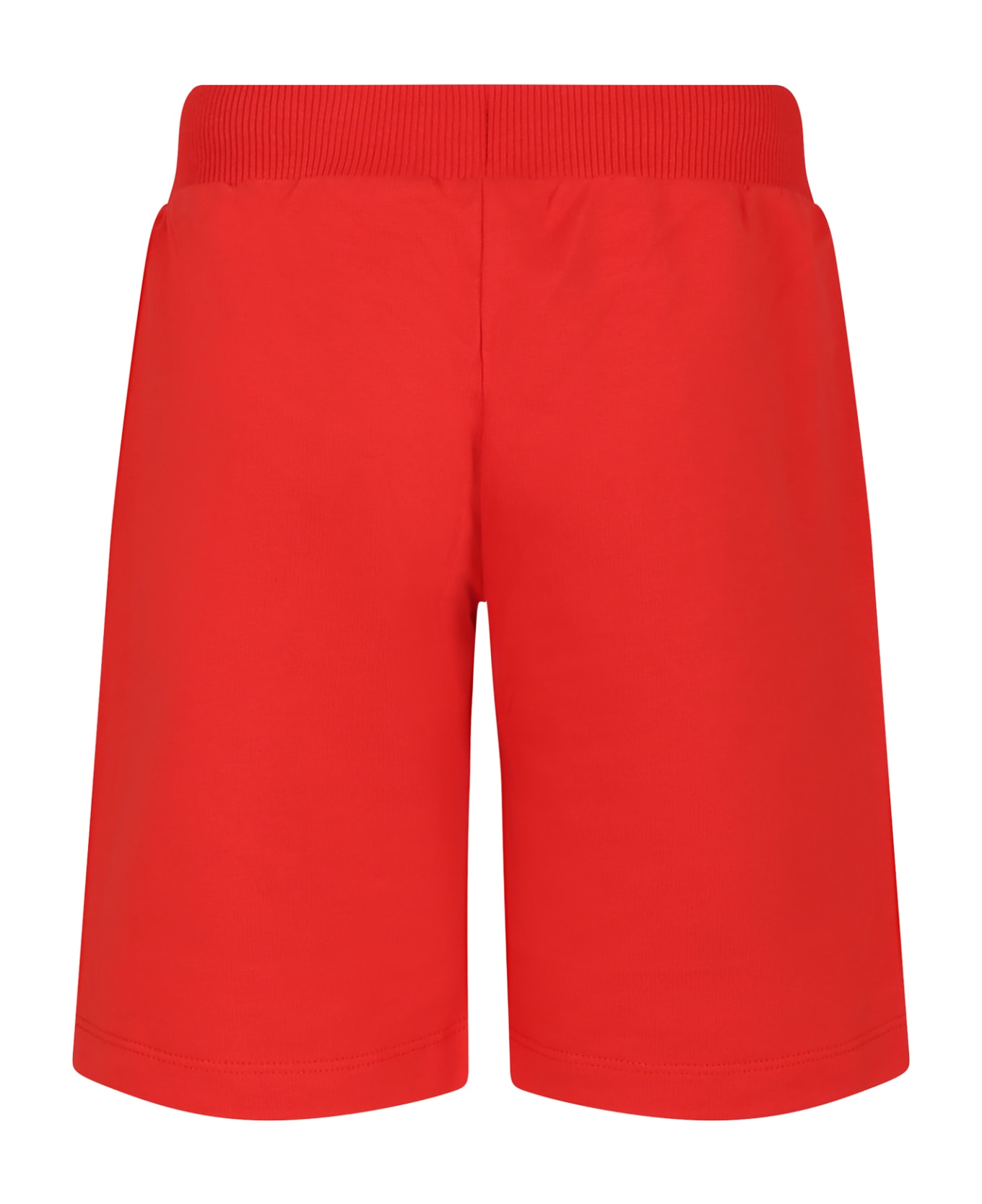 Moschino Red Shorts For Kids With Teddy Bears And Logo - Red