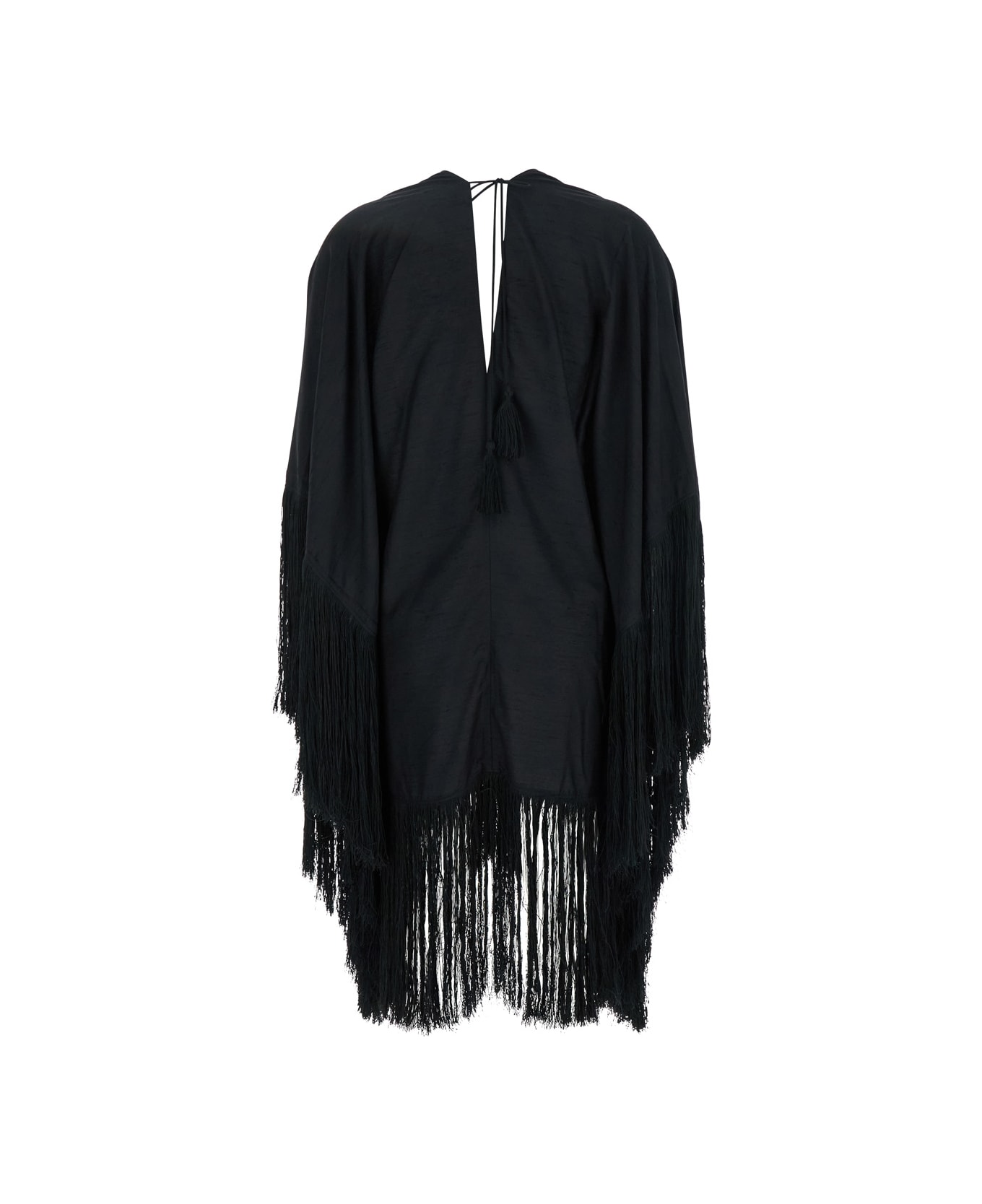 Taller Marmo Black Kaftan With V Neck And Scarf Detail In Viscose Blend Woman - Black