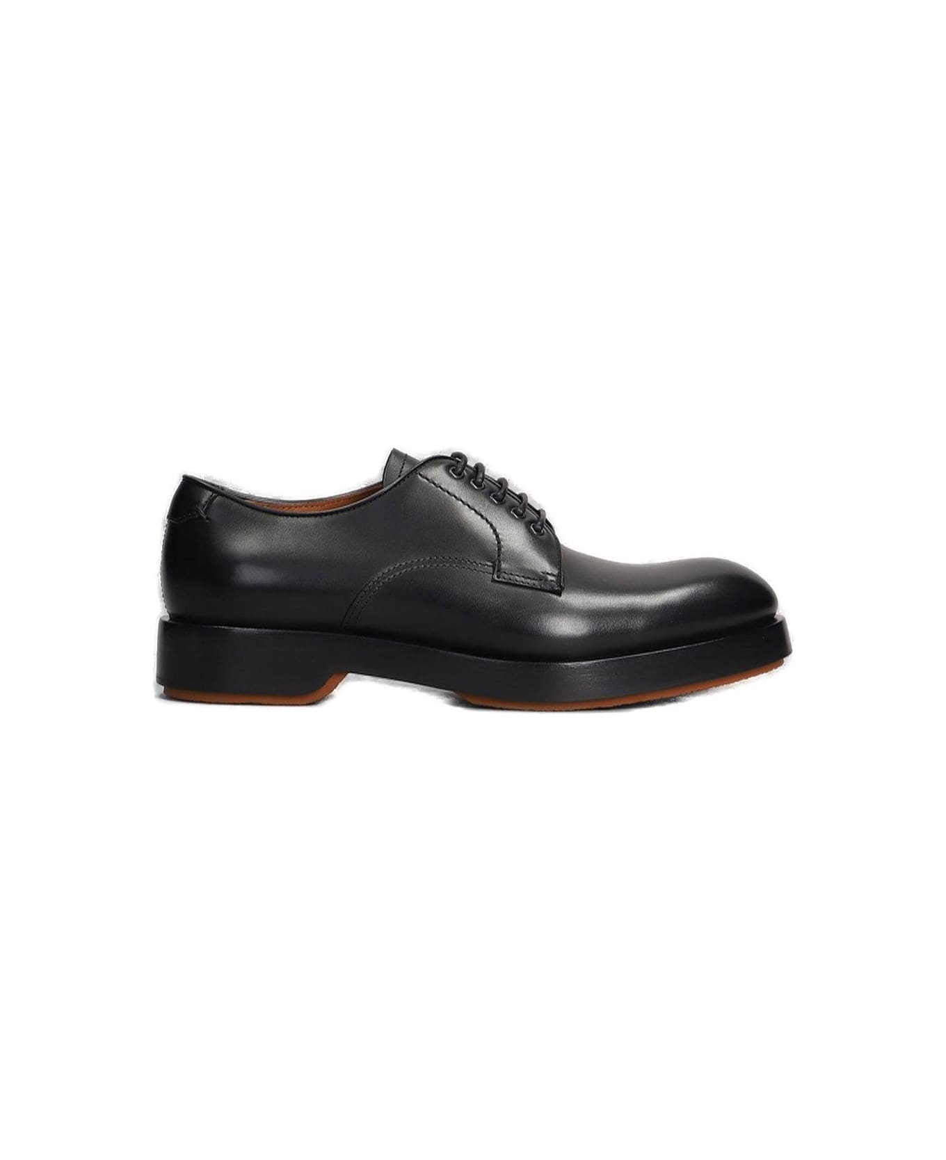 Zegna Round-toe Lace-up Derby Shoes - Black