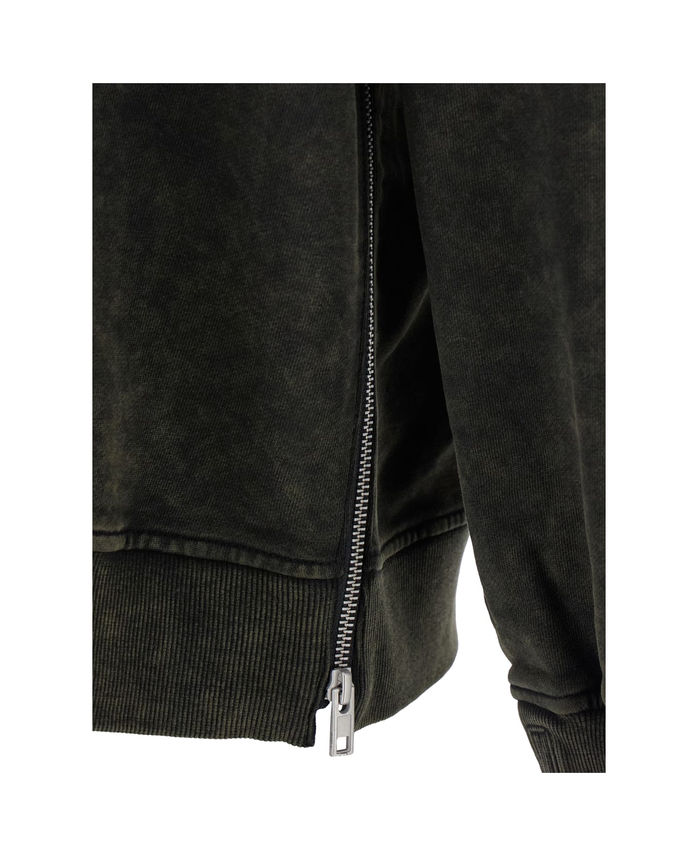 Juun.J Khaki Green Crewneck Sweater With Zip Pocket On The Sleeve In Cotton Man - Green