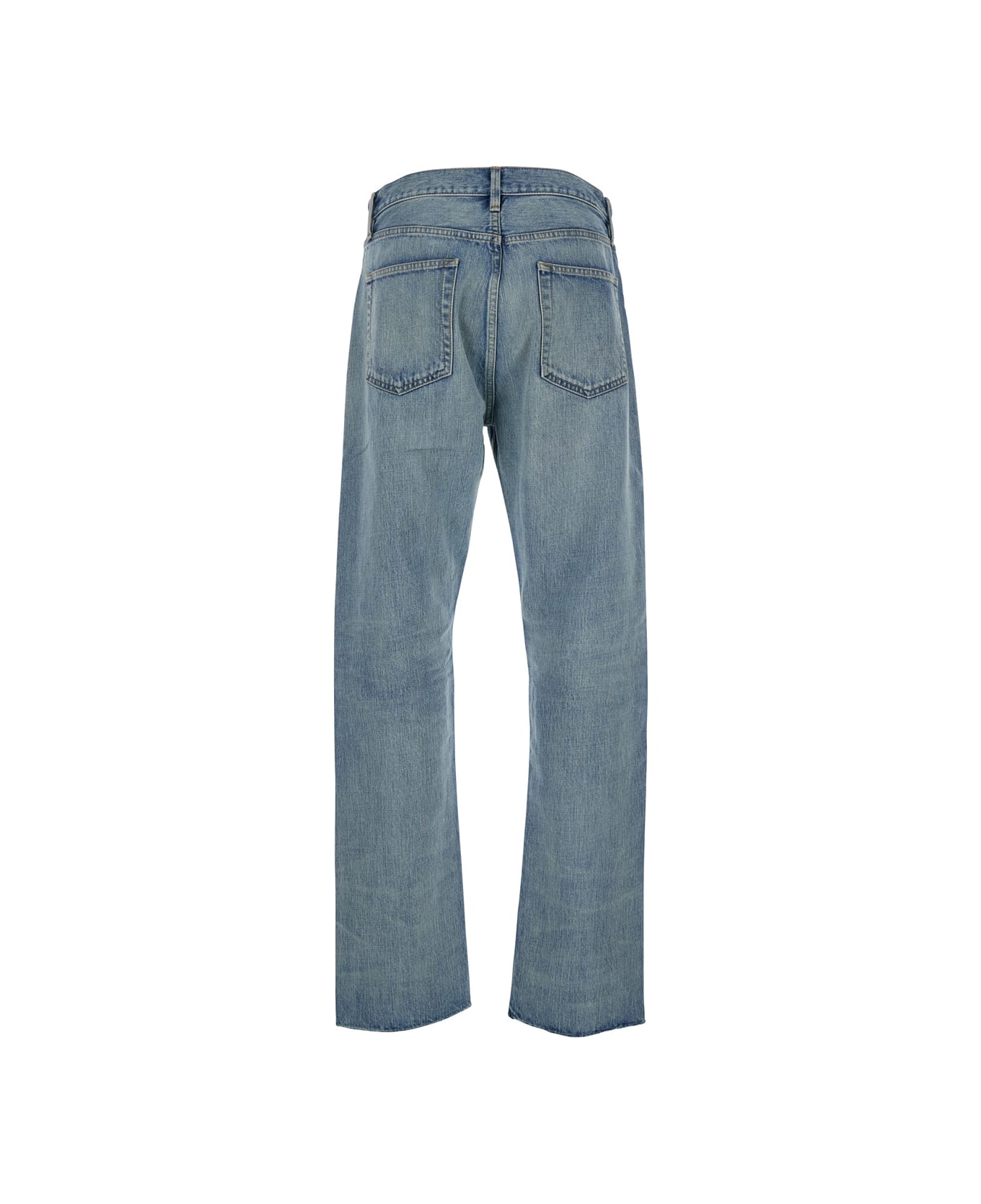 Fear of God Blue Five-pocket Jeans With Front Logo Patch In Denim Man - Blu