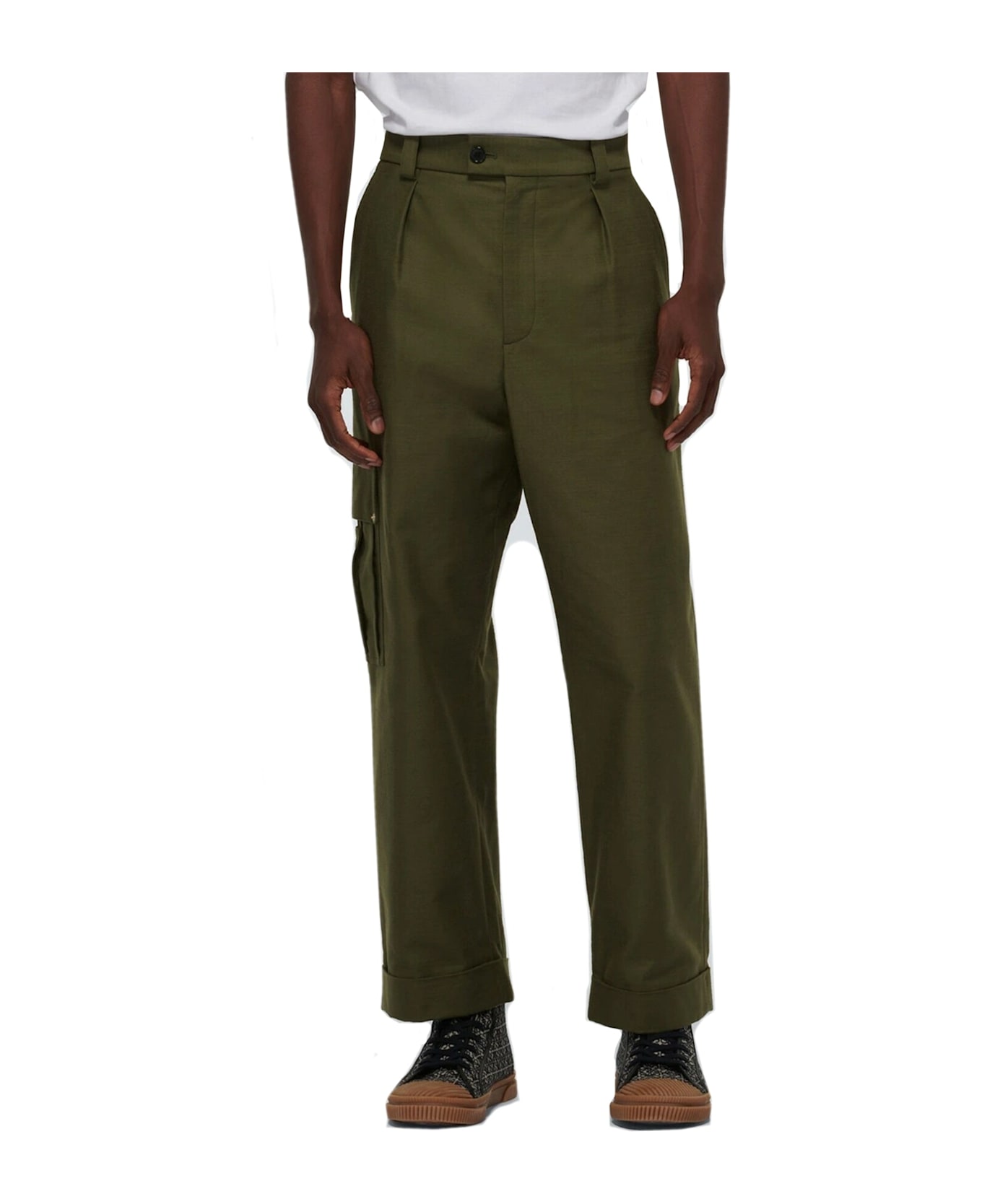 Loewe Cropped Cargo Pants - Green