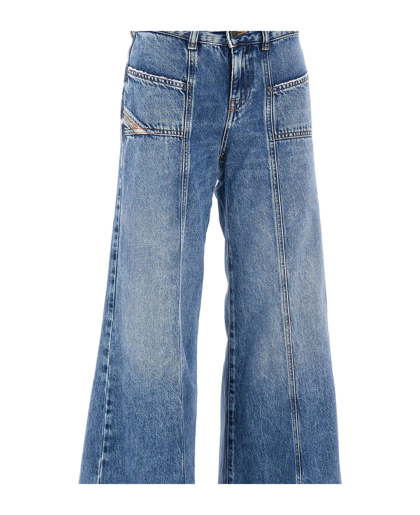 Diesel D-akii Flared Panelled Jeans - Stone Washed