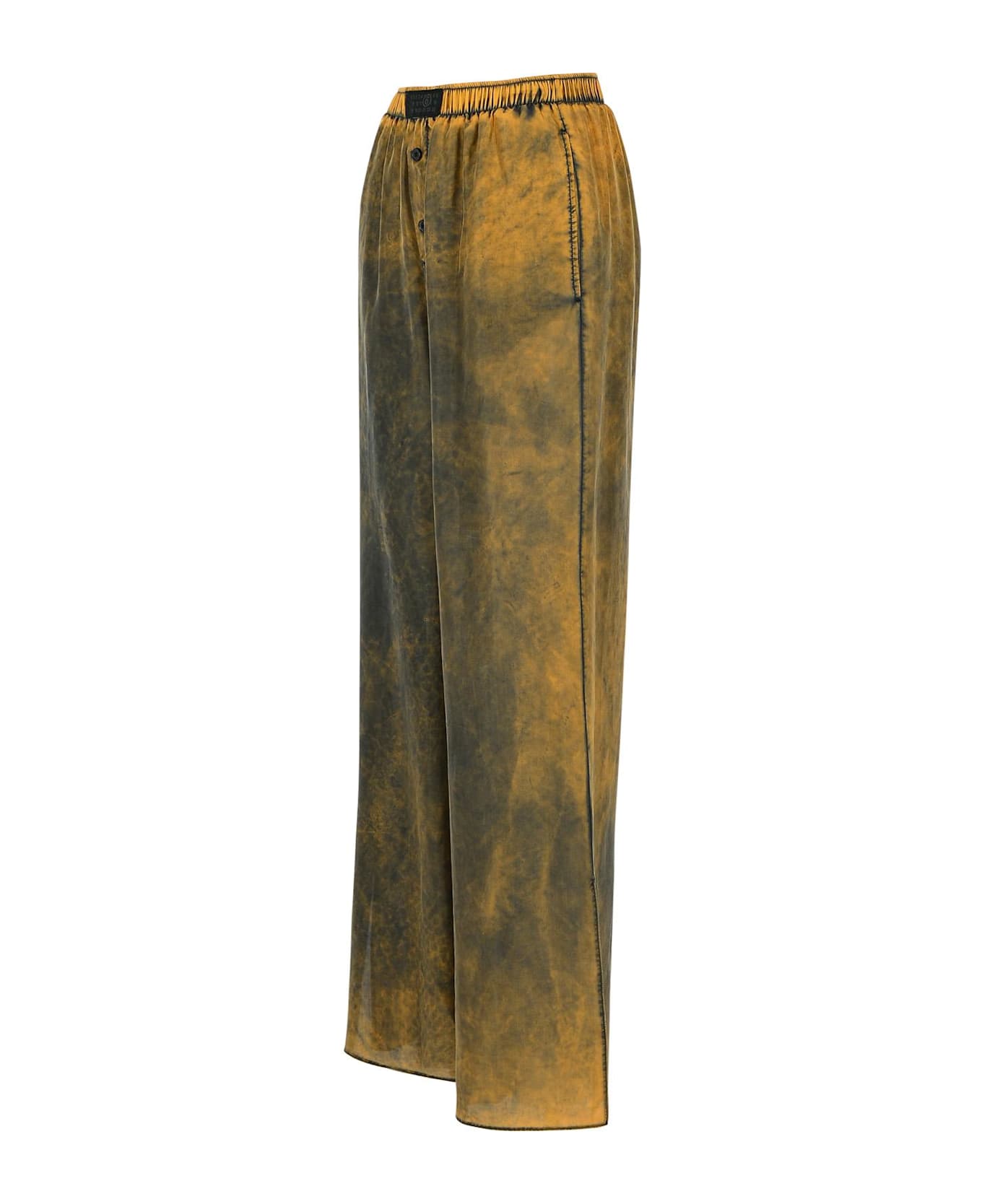 MM6 Maison Margiela 
tie Dye
 Brown Silk Pants - Rust Black