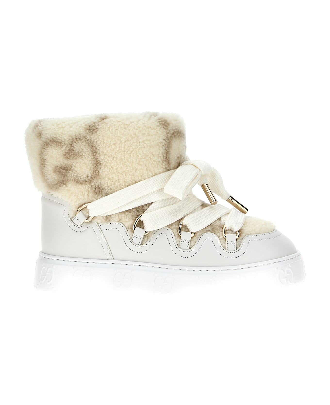 Gucci 'gg' Teddy Ankle Boots - White