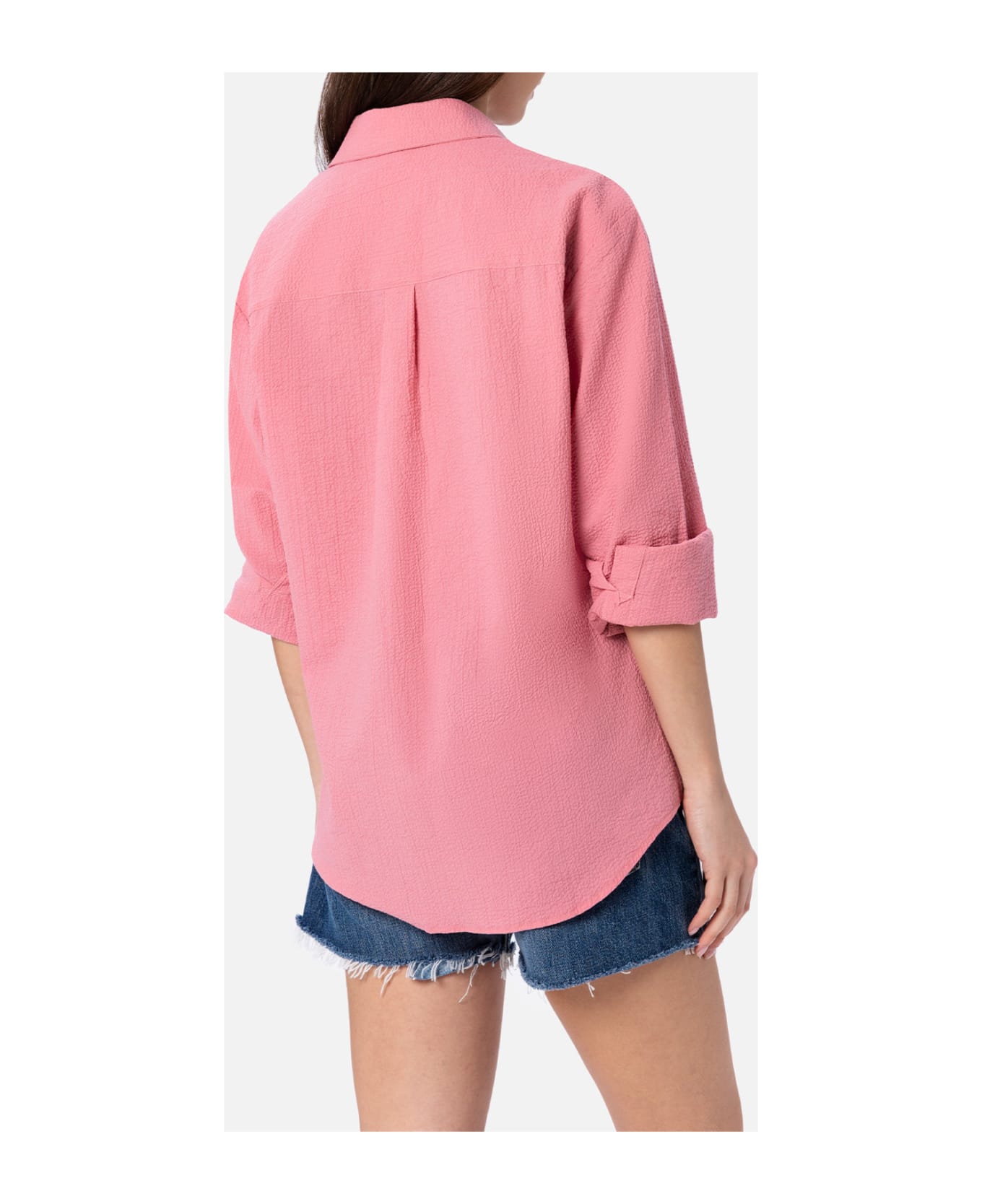 MC2 Saint Barth Woman Pink Seersucker Shirt Aisha - PINK