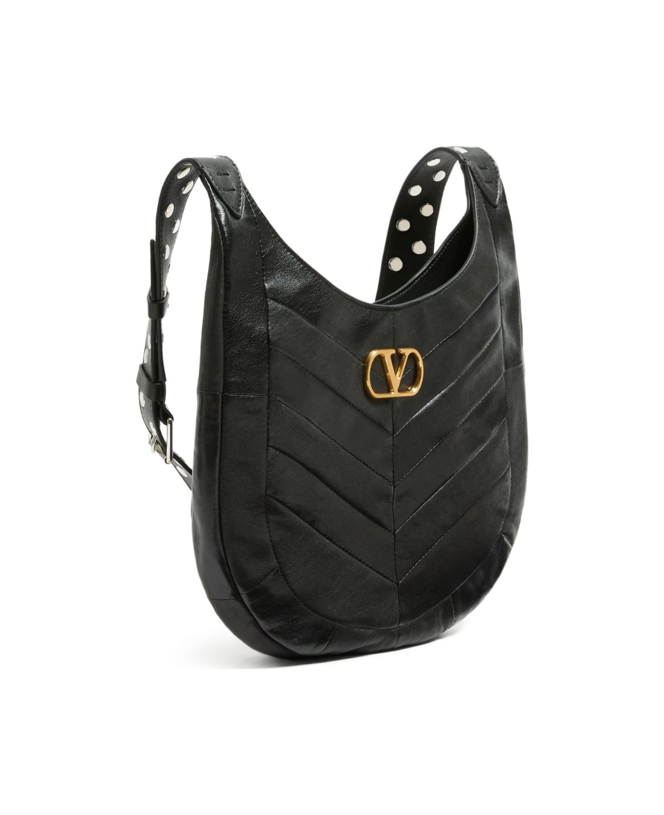 Valentino Garavani Hoboho Small Leather Shoulder Bag - Black