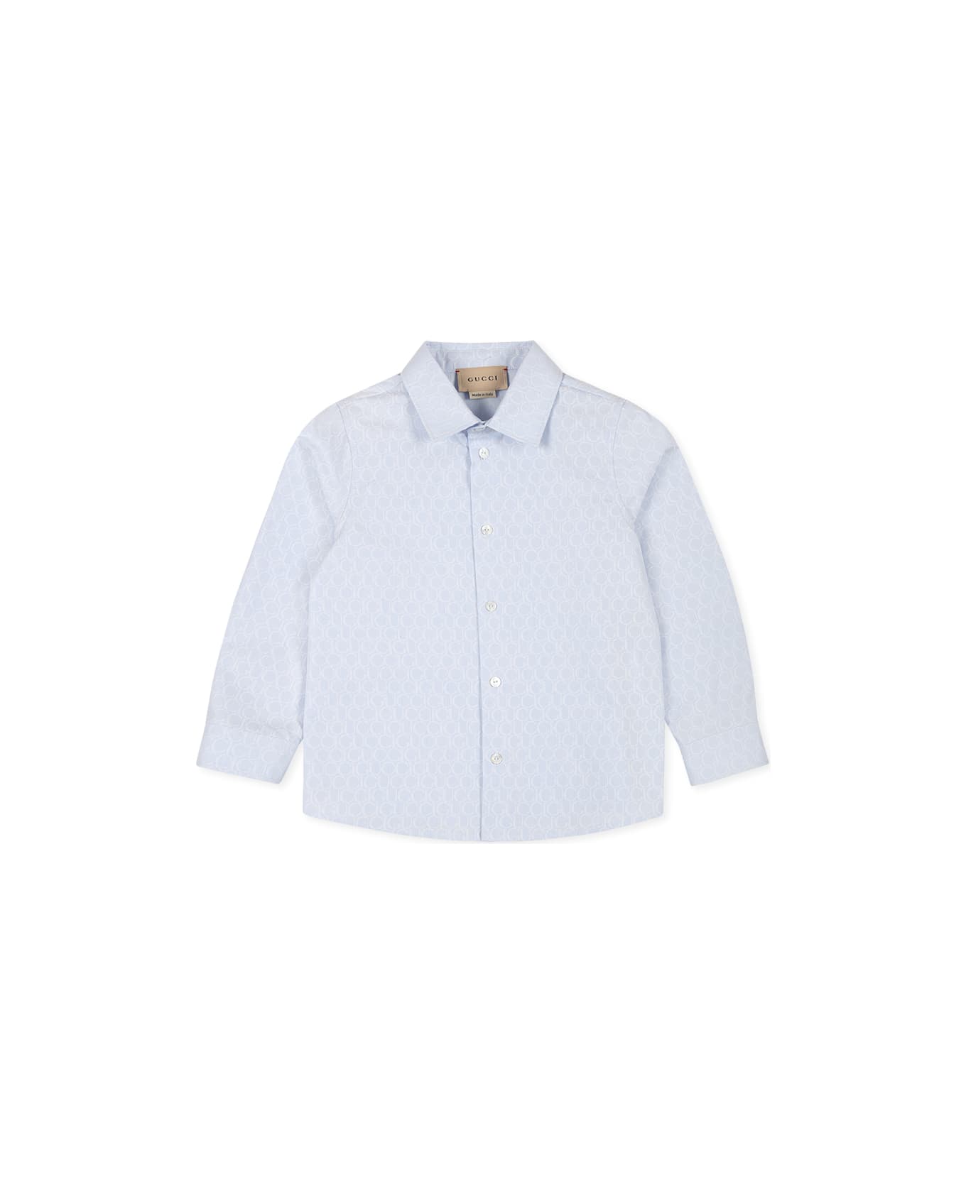 Gucci Light Blue Shirt For Baby Boy With Gucci Magazine Logo - Light Blue