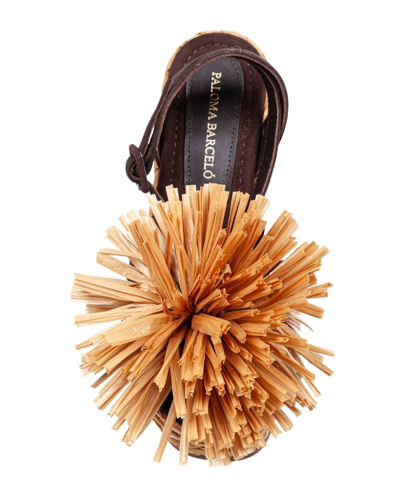 Paloma Barceló Paloma Carlina Sandal In Brown Suede With Raffia Flower - Brown