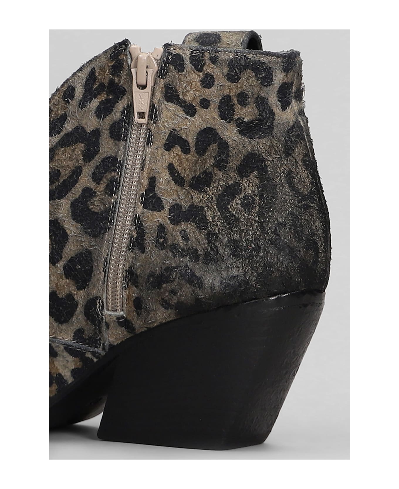 Elena Iachi Texan Ankle Boots In Animalier Suede - Animalier