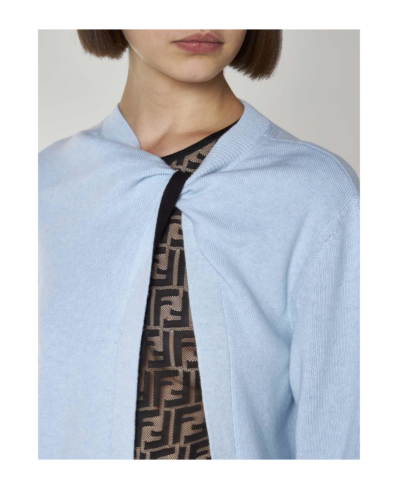 Fendi Wool And Cashmere Cardigan - Clear Blue